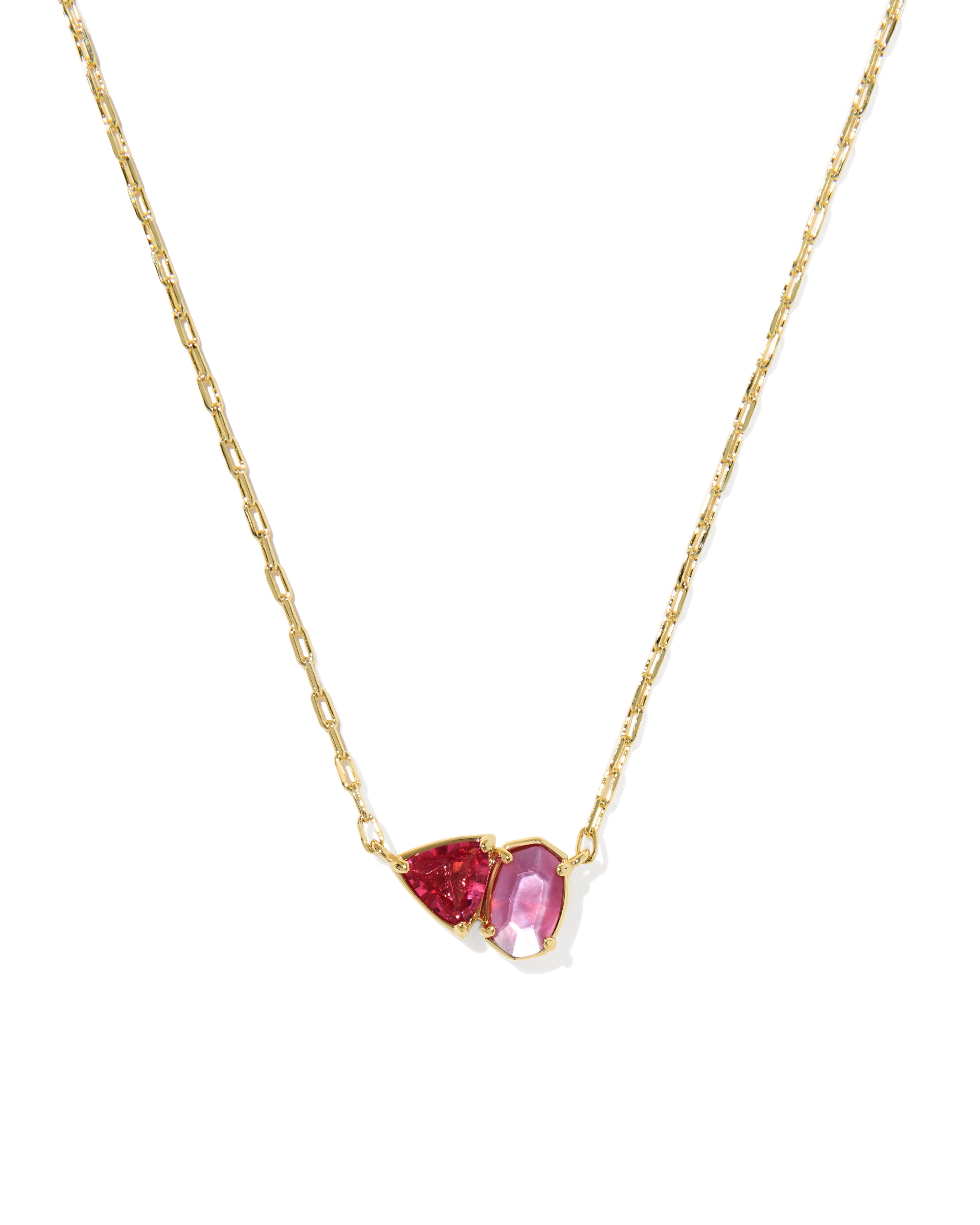Tatum Gold Short Pendant Necklace Pink Mix