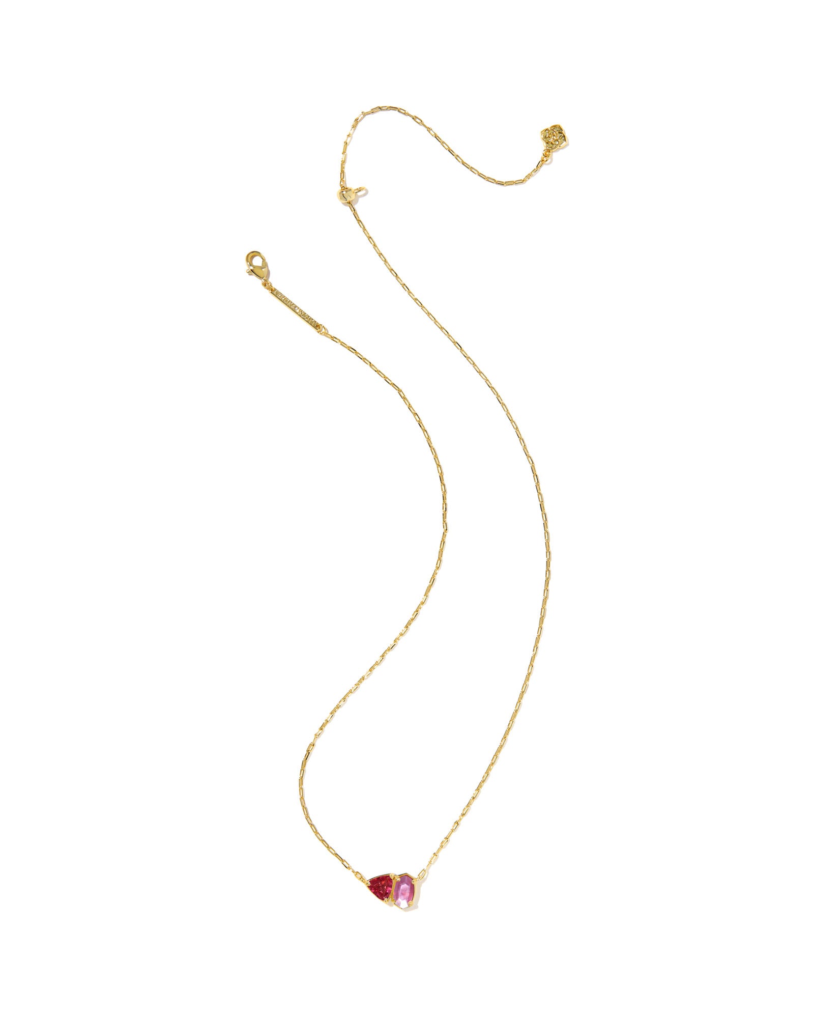 Tatum Gold Short Pendant Necklace Pink Mix
