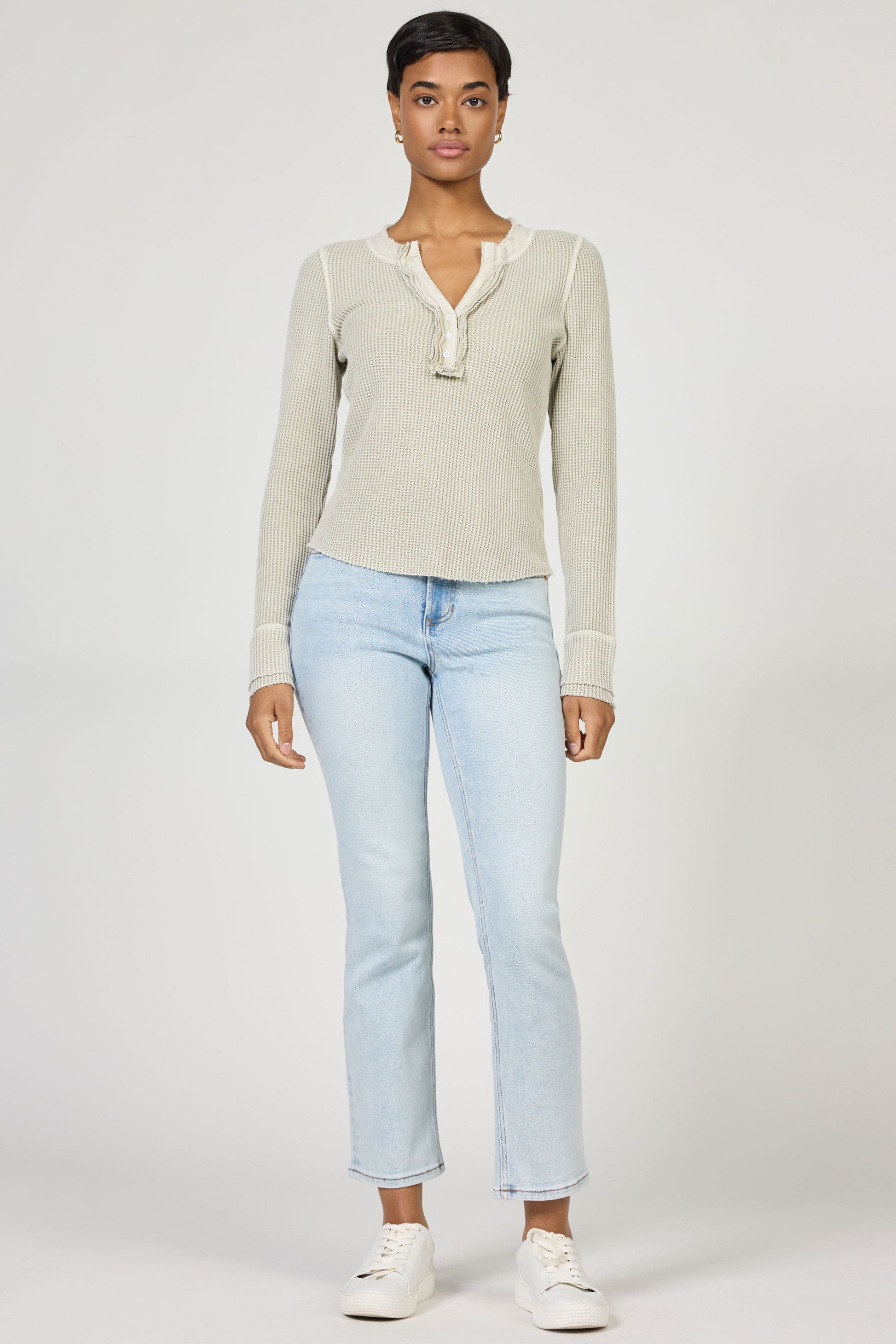 Luna Thermal Henley Top Abbey Stone
