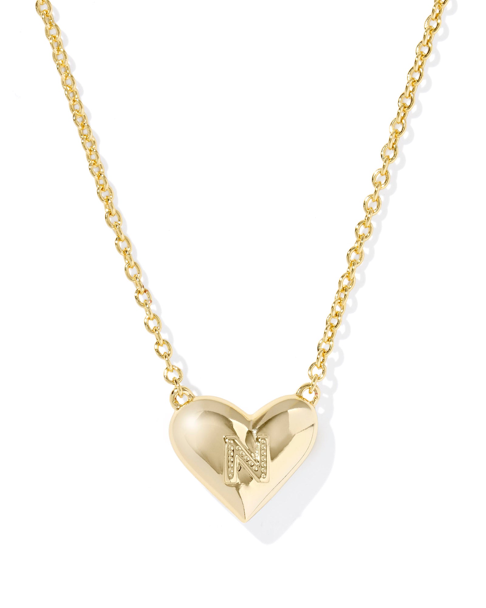 Heart Letter N Gold Ivory MOP Short Pendant Necklace