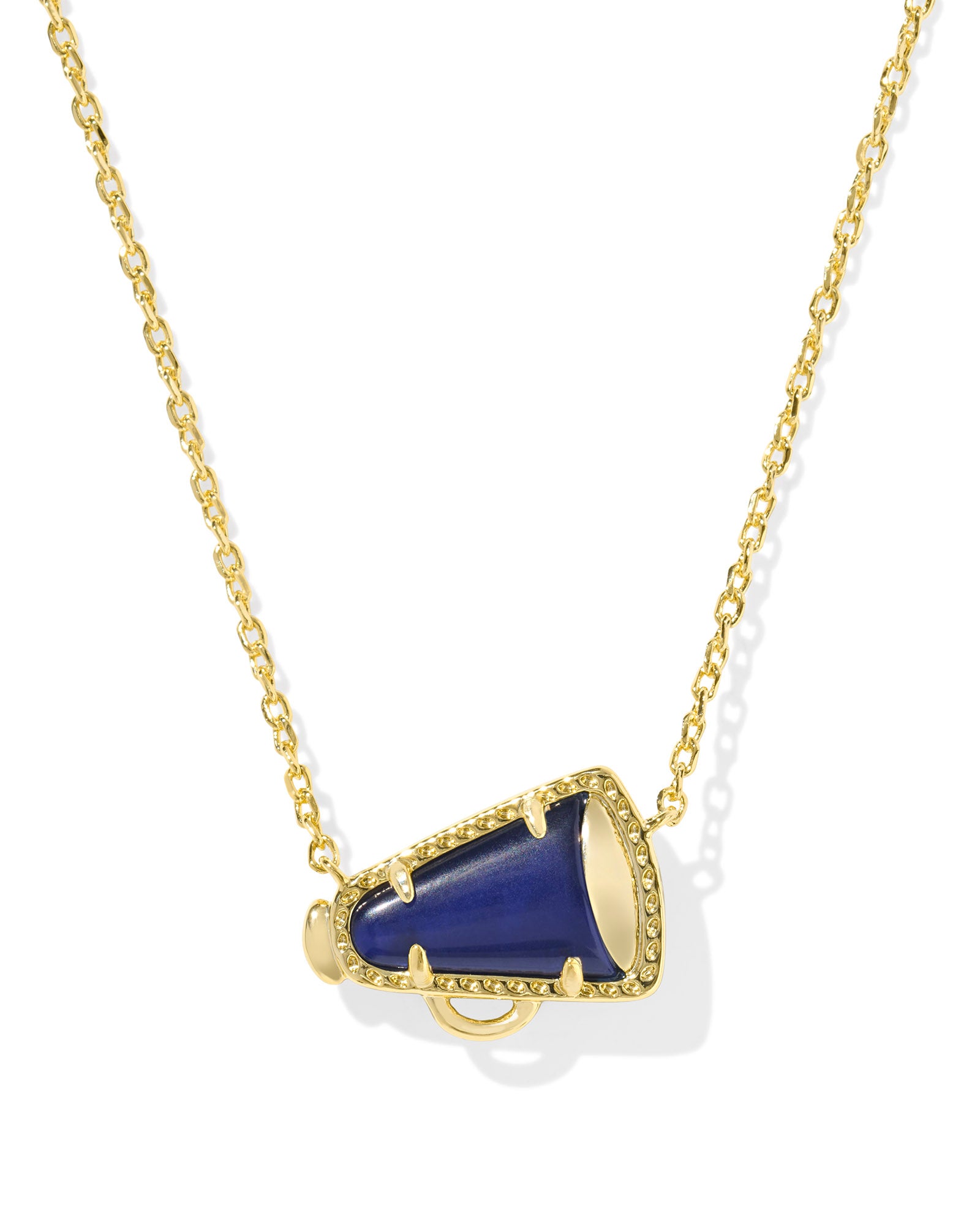 Cheer Short Pendant Necklace Gold Navy MOP
