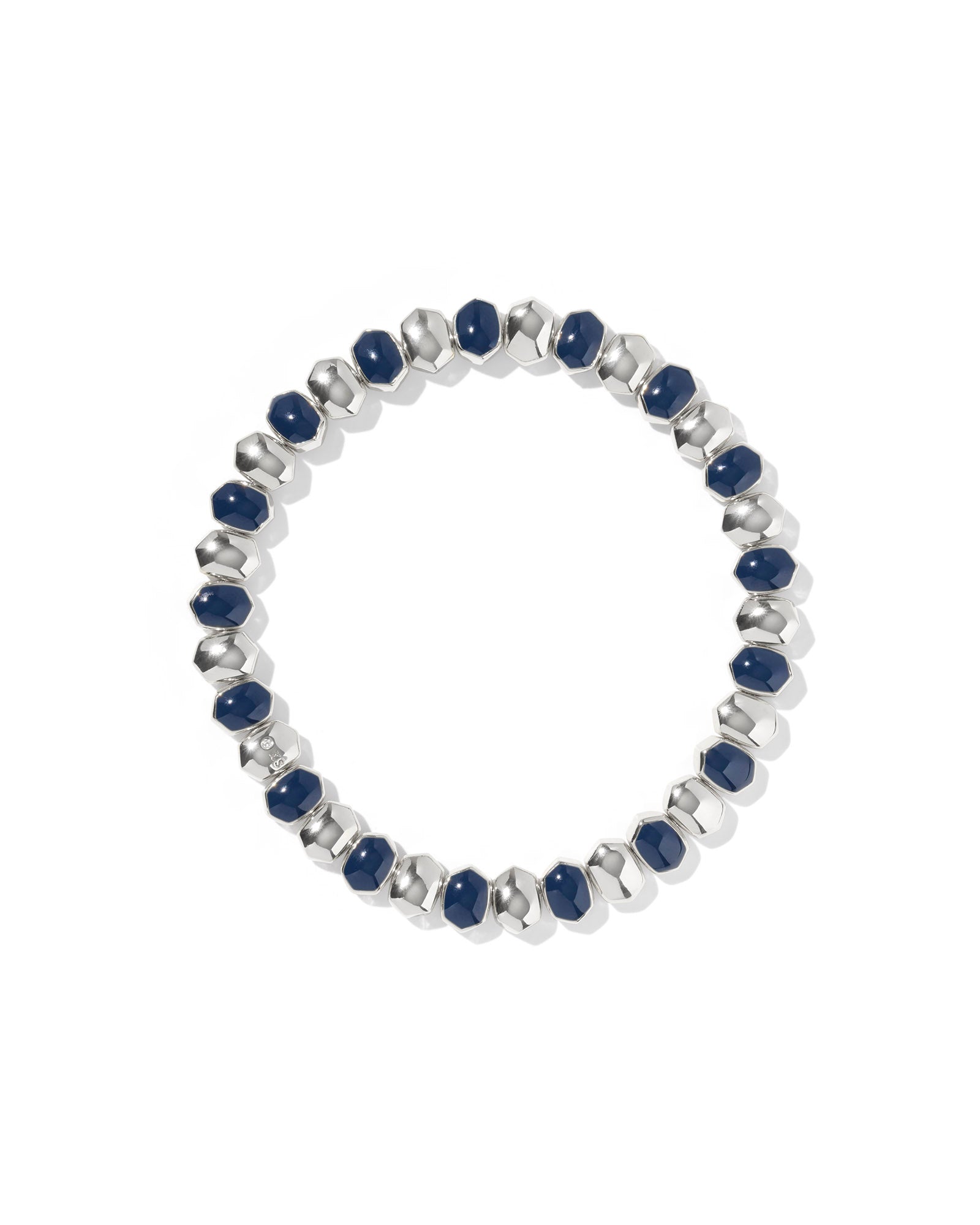 Daphne Enamel Silver Stretch Bracelet Navy