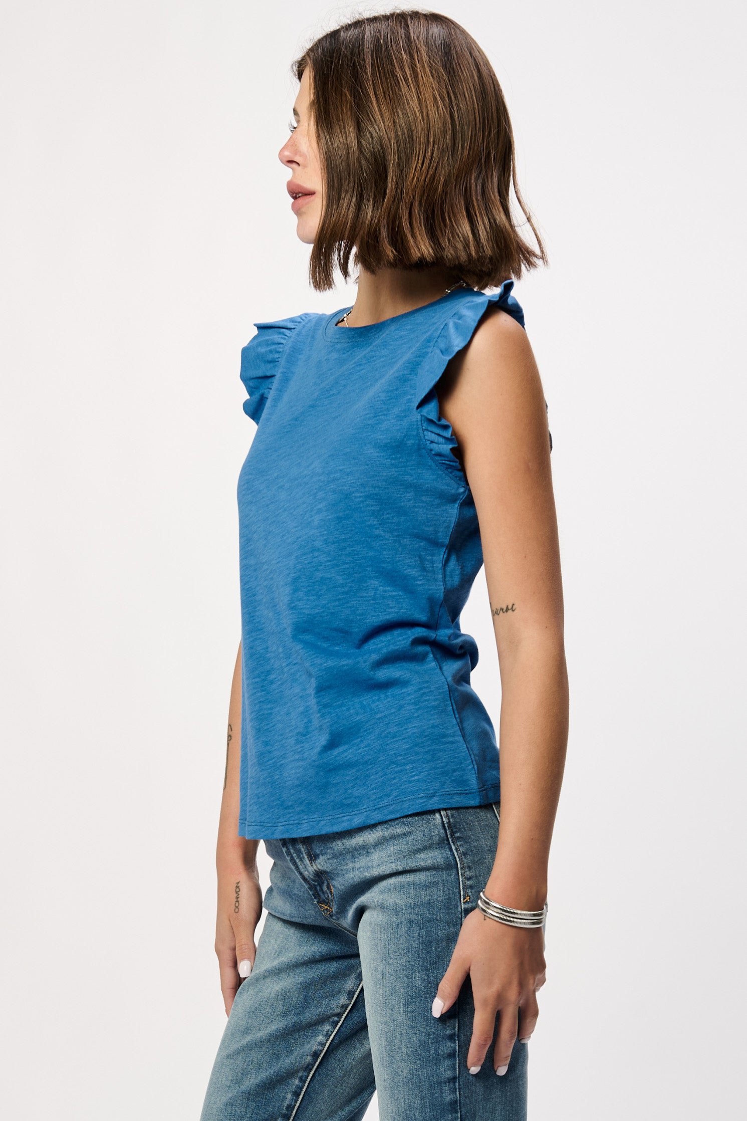 Final Sale North Ruffle Trimmed Top Starry Night