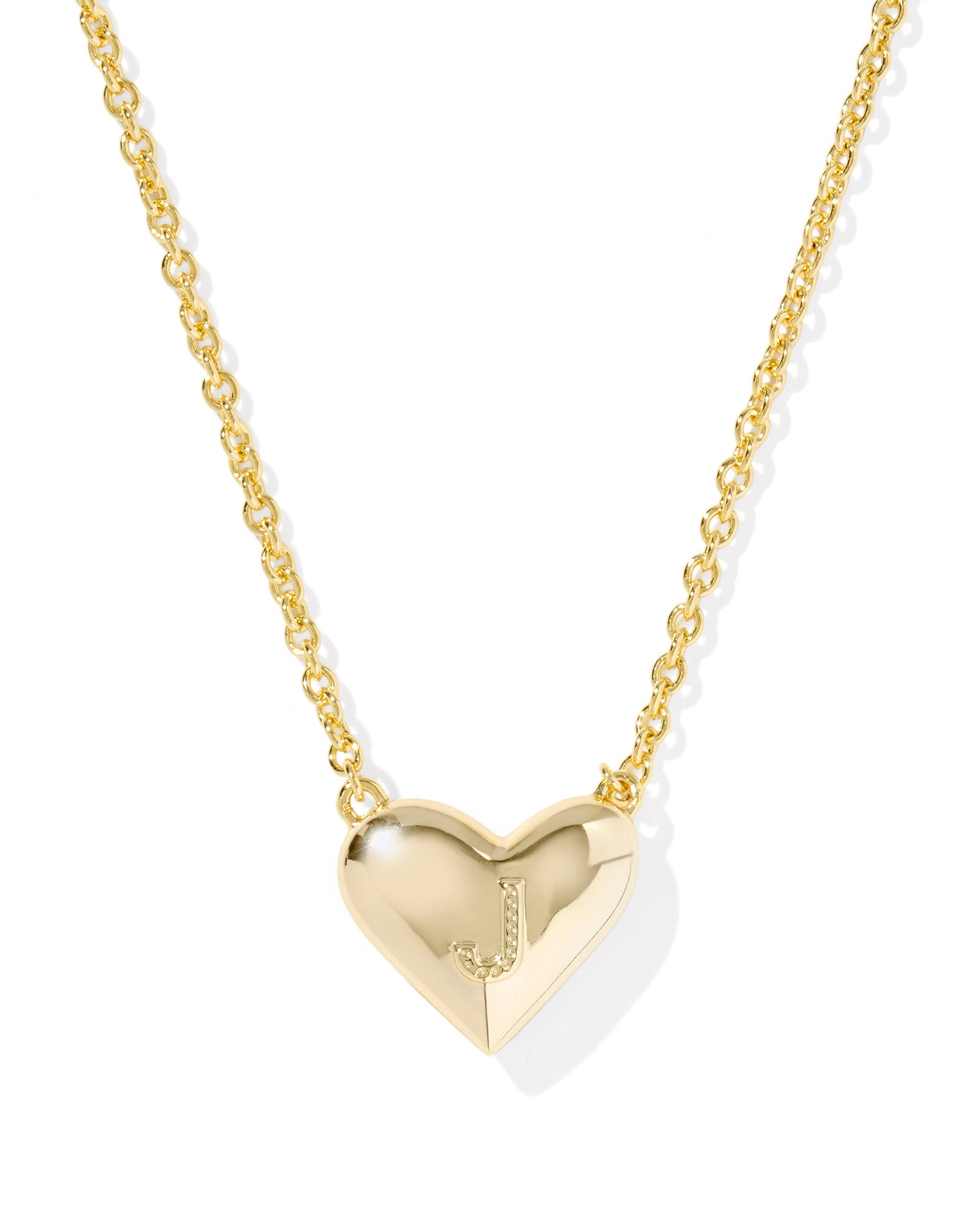 Heart Letter J Gold Ivory MOP Short Pendant Necklace