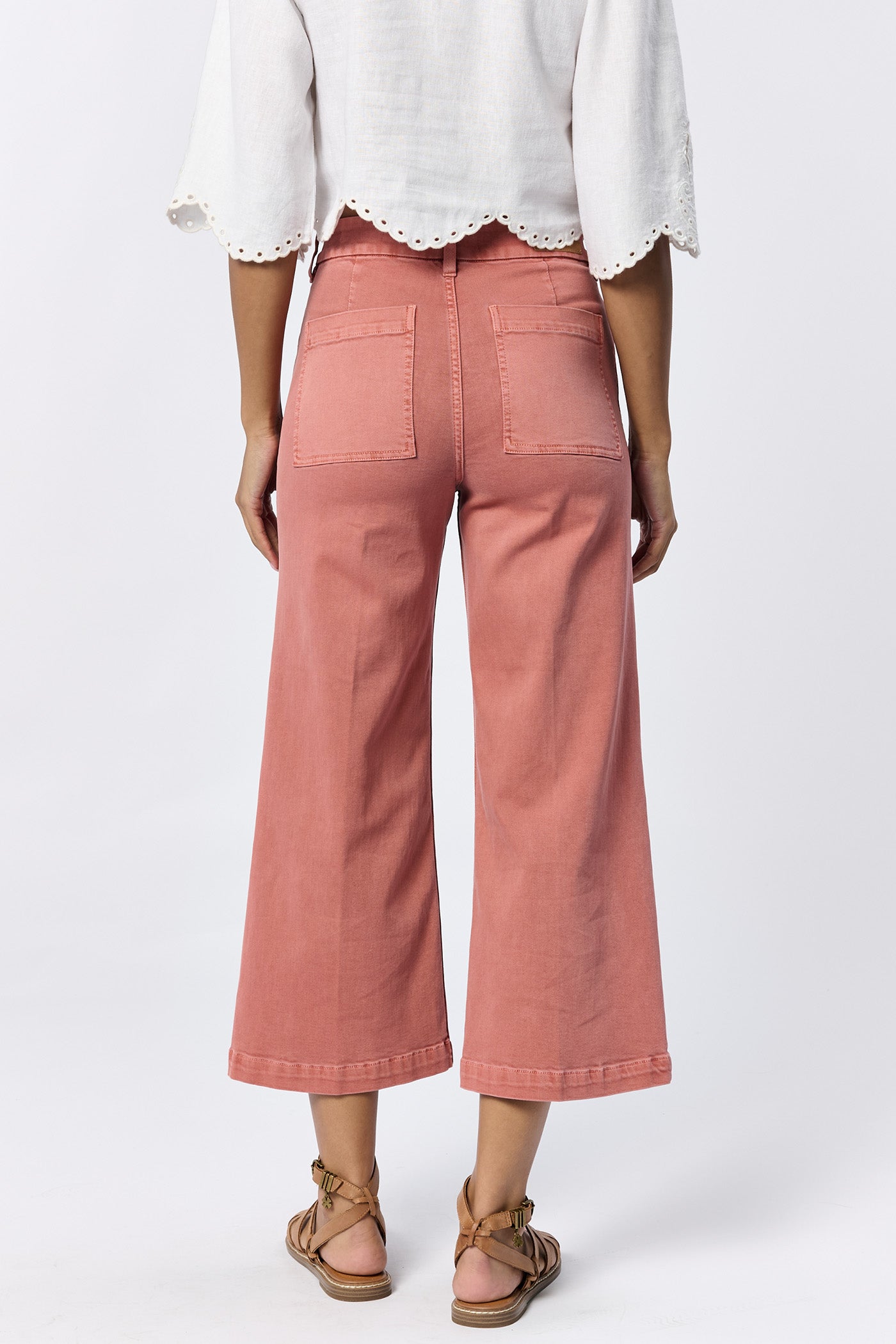 Sale Audrey Super High Rise Cropped Wide Leg Jeans Terracotta