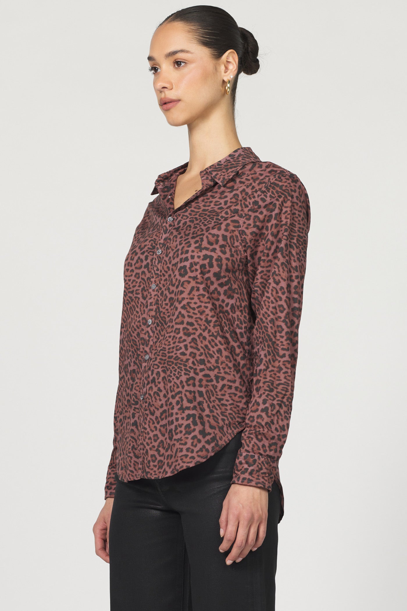 Sale Lolita Button Up Long Sleeve Boyfriend Fit Shirt Cappuccino