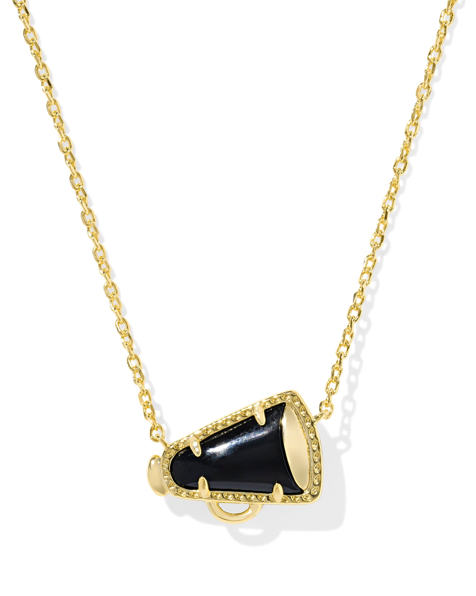 Cheer Short Pendant Necklace Gold Black Agate