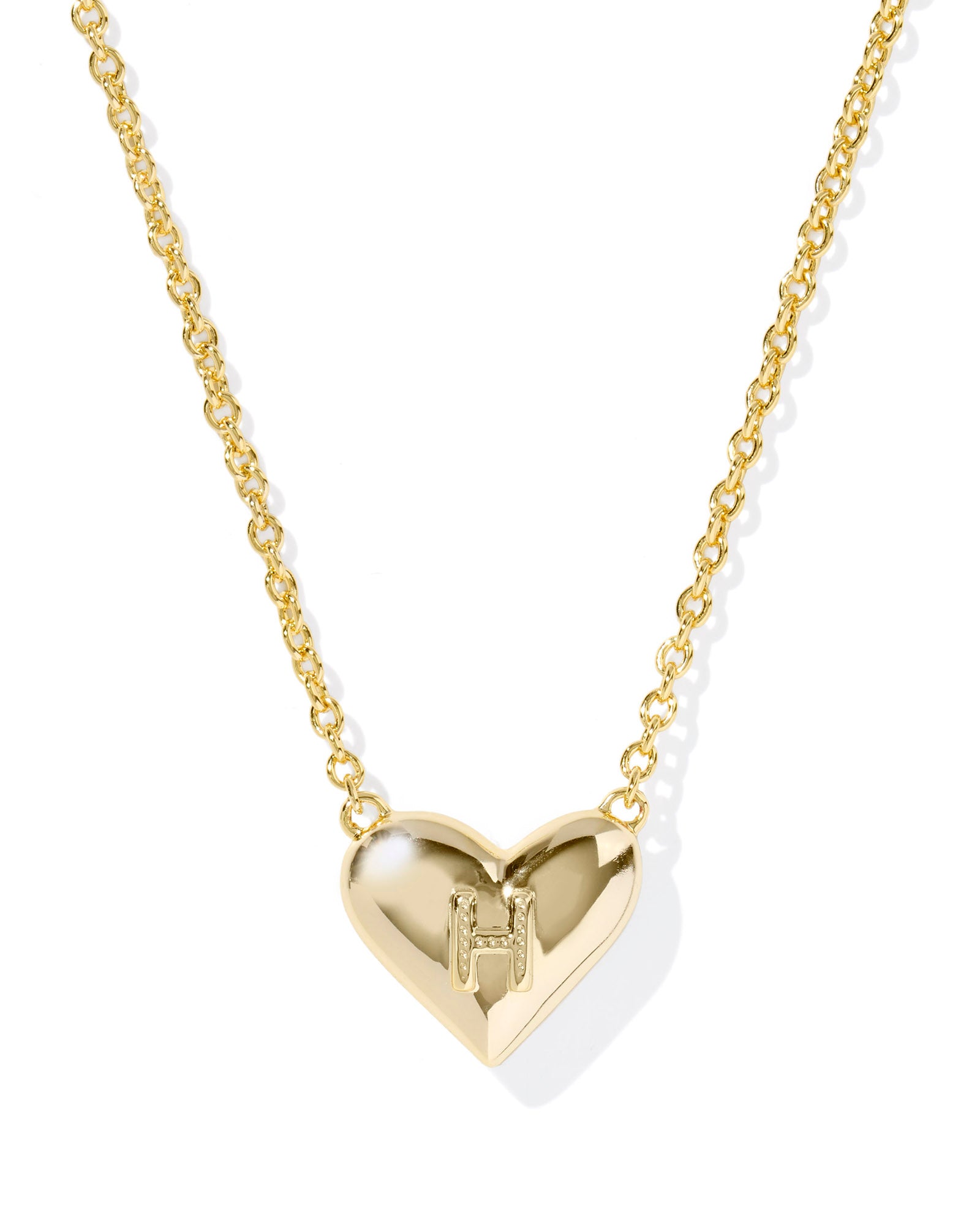 Heart Letter H Gold Ivory MOP Short Pendant Necklace