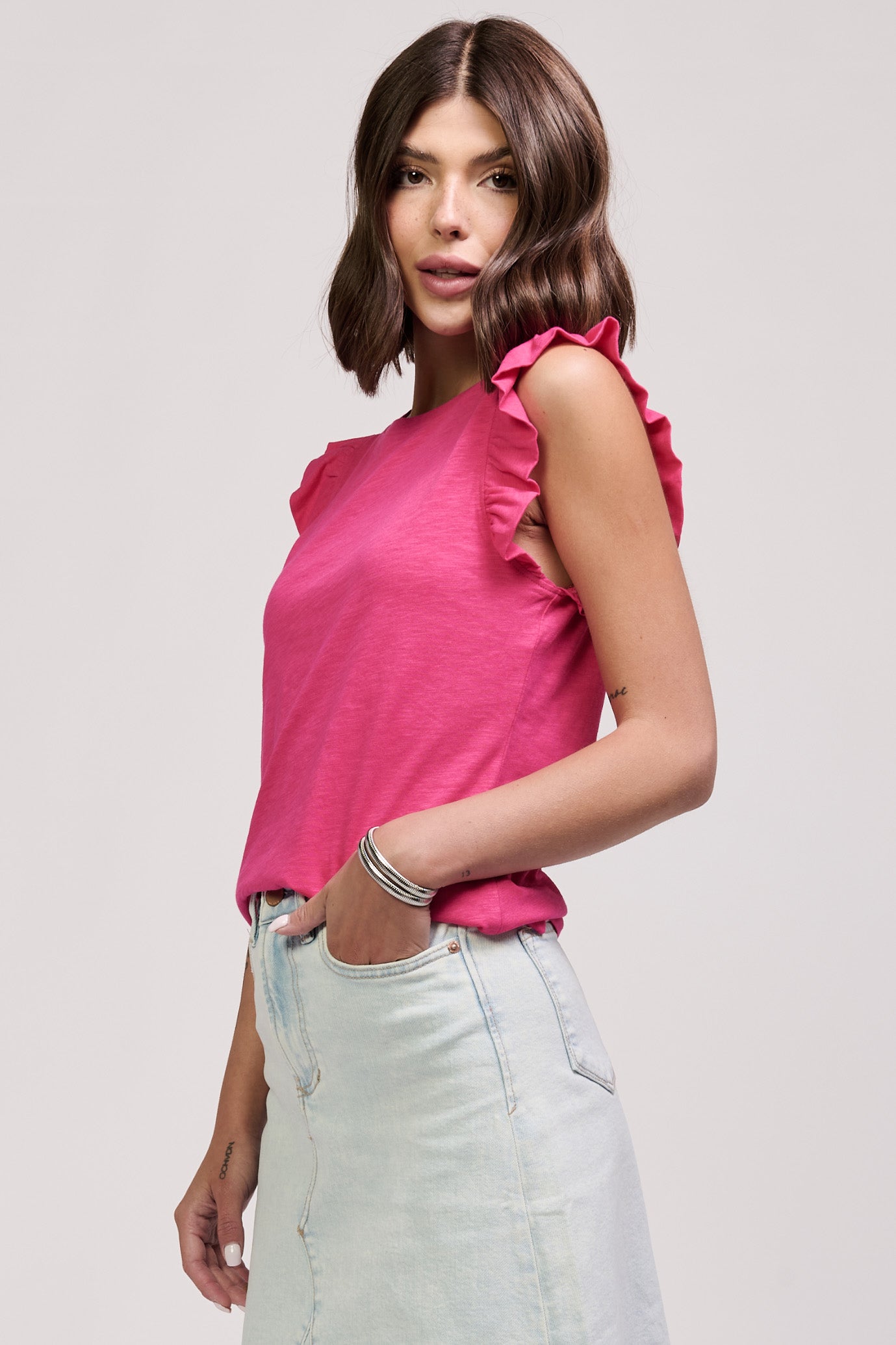 Final Sale North Ruffle Trimmed Top Pink Paradise