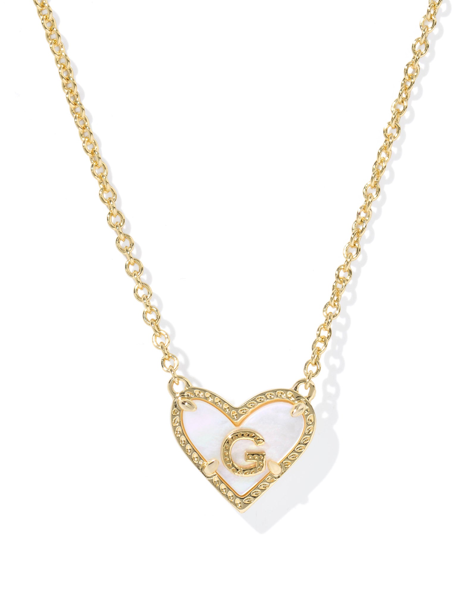 Heart Letter G Gold Ivory MOP Short Pendant Necklace