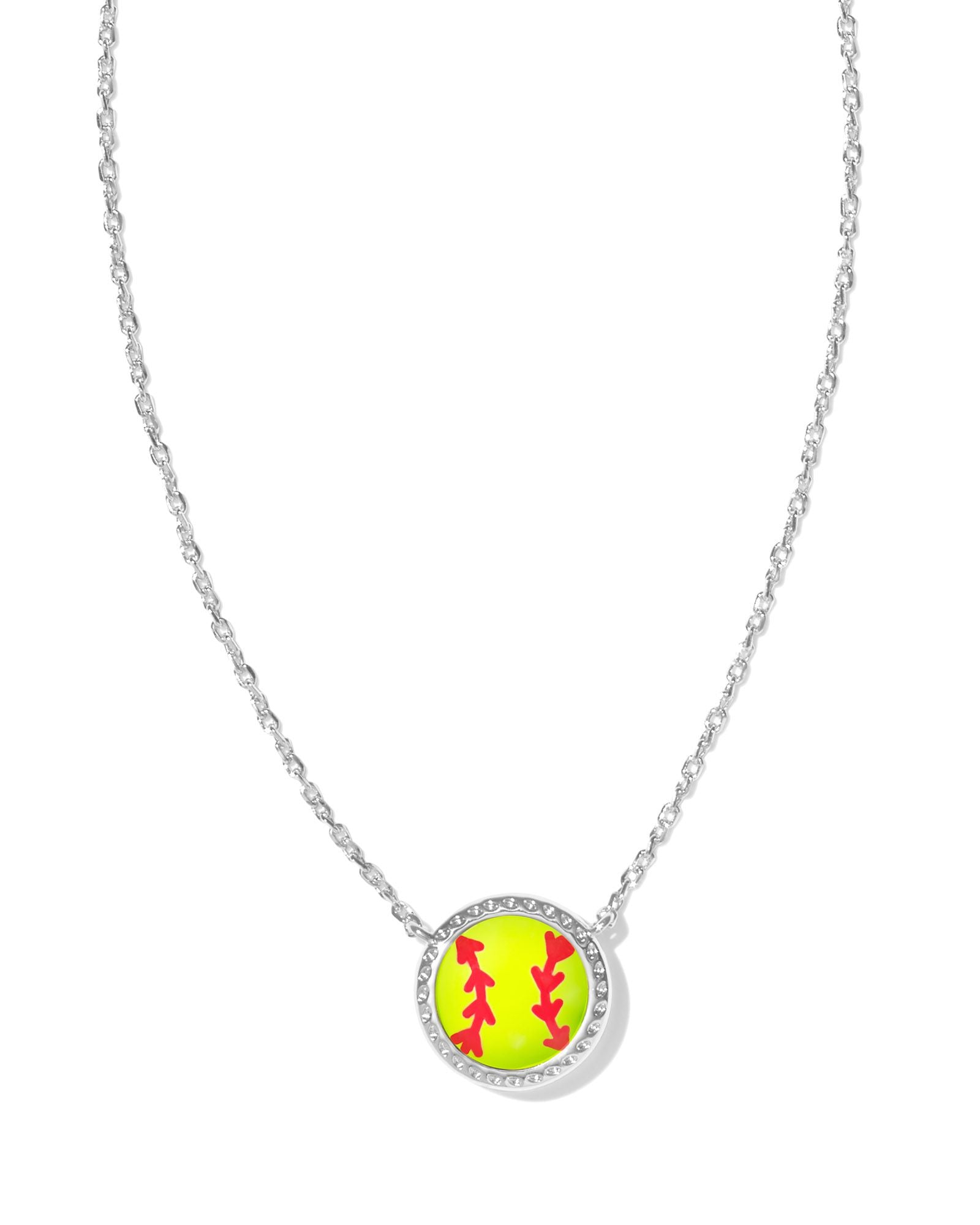 Softball Silver Short Pendant Necklace