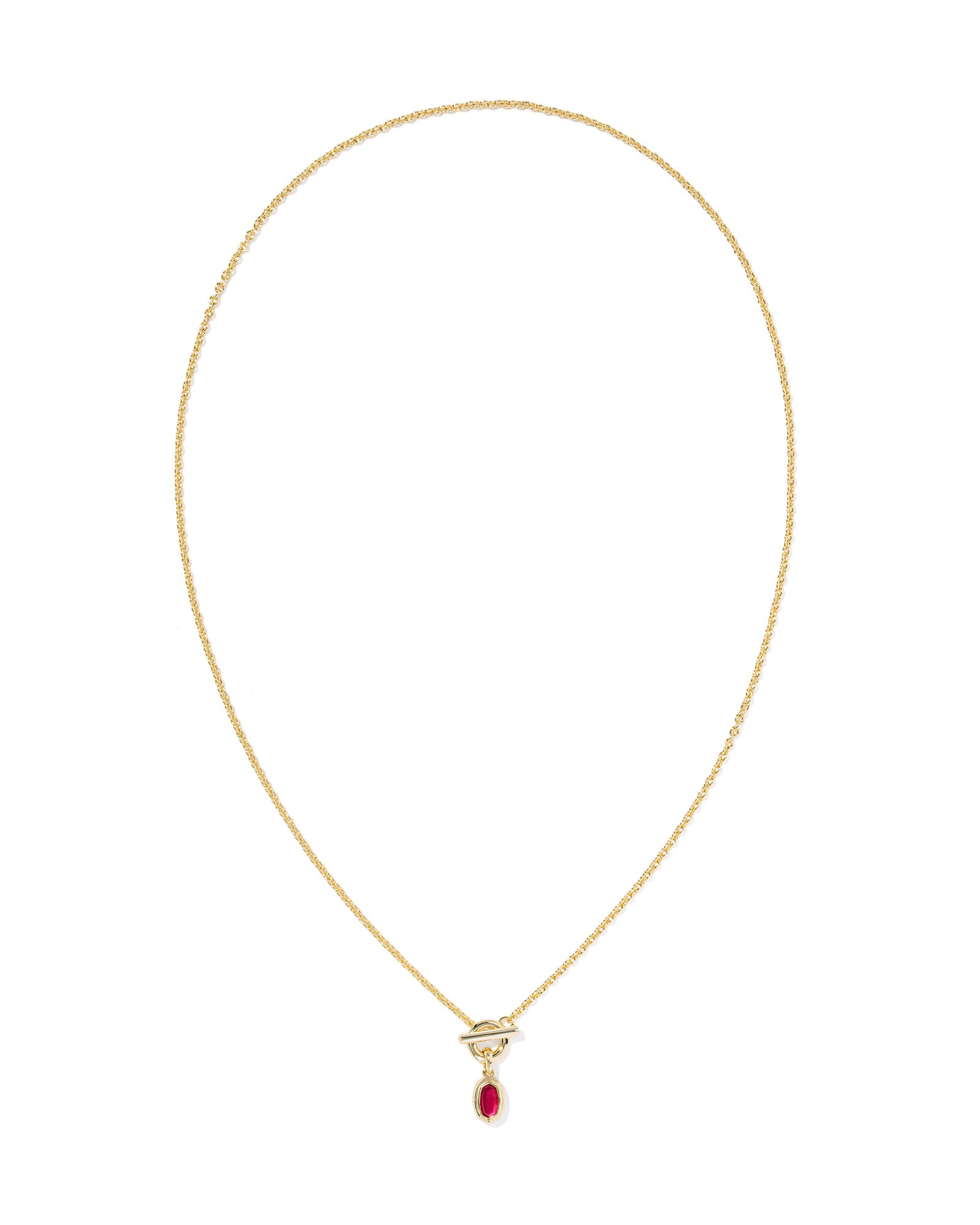 Mini Elisa Gold Toggle Short Pendant Necklace Carmine Red Illusion