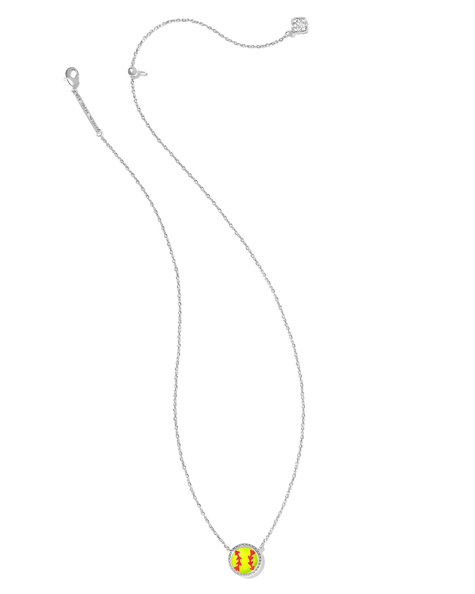 Softball Silver Short Pendant Necklace