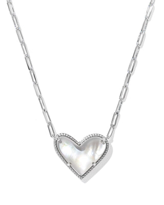 Kendra Scott Jewelry - Necklaces Ari Heart Statement Silver Short Pendant Necklace Ivory MOP