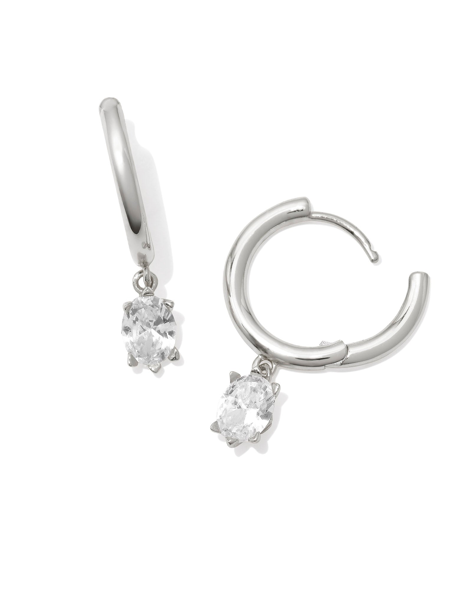 Cailin Single Stone Huggie Silver Earrings