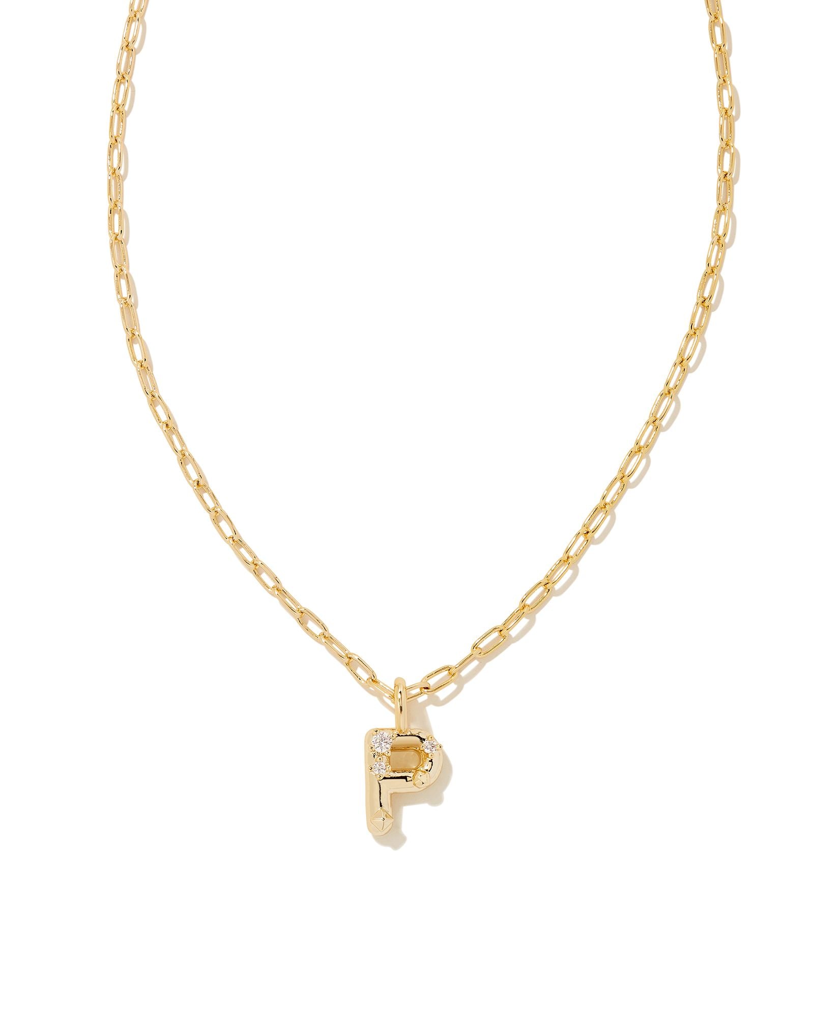 Crystal Letter Pendant Necklace Gold