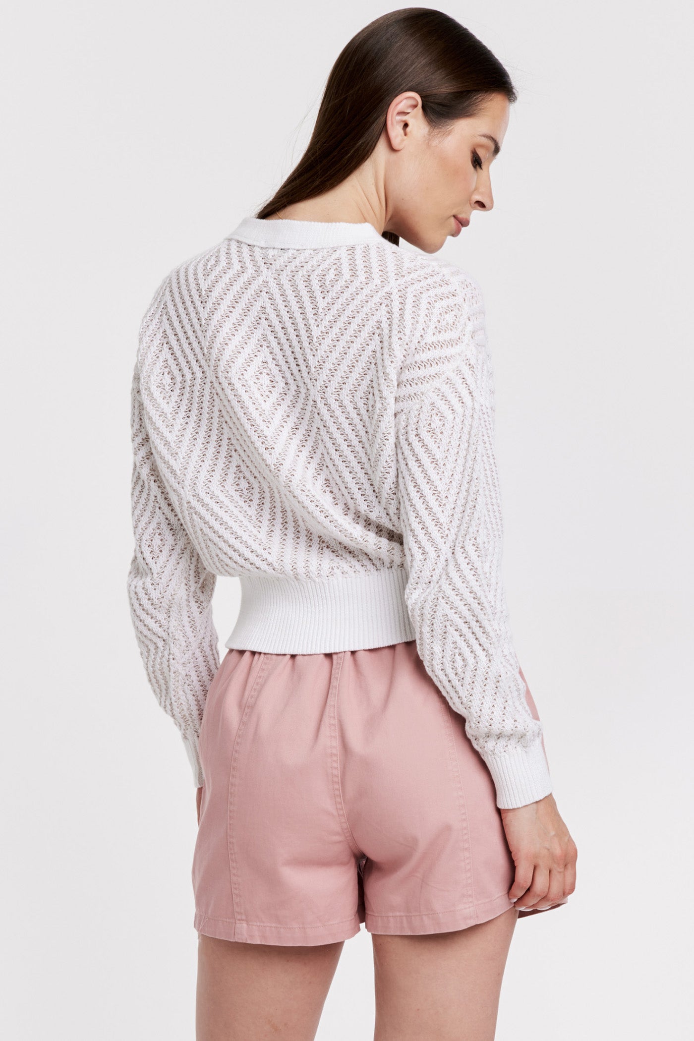 Sale Sylvie Diamond Pattern Crochet Cardigan