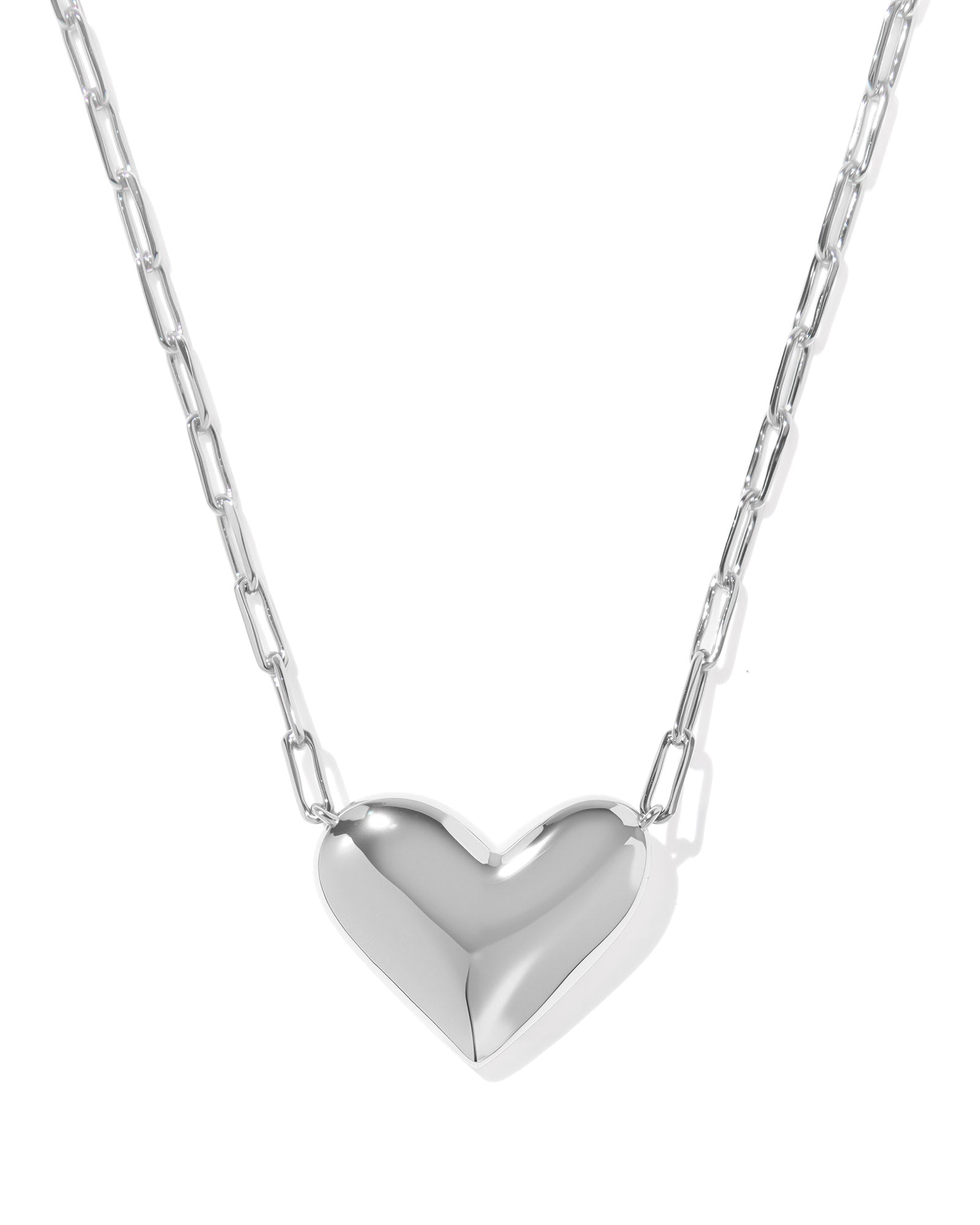 Ari Heart Statement Silver Short Pendant Necklace Ivory MOP