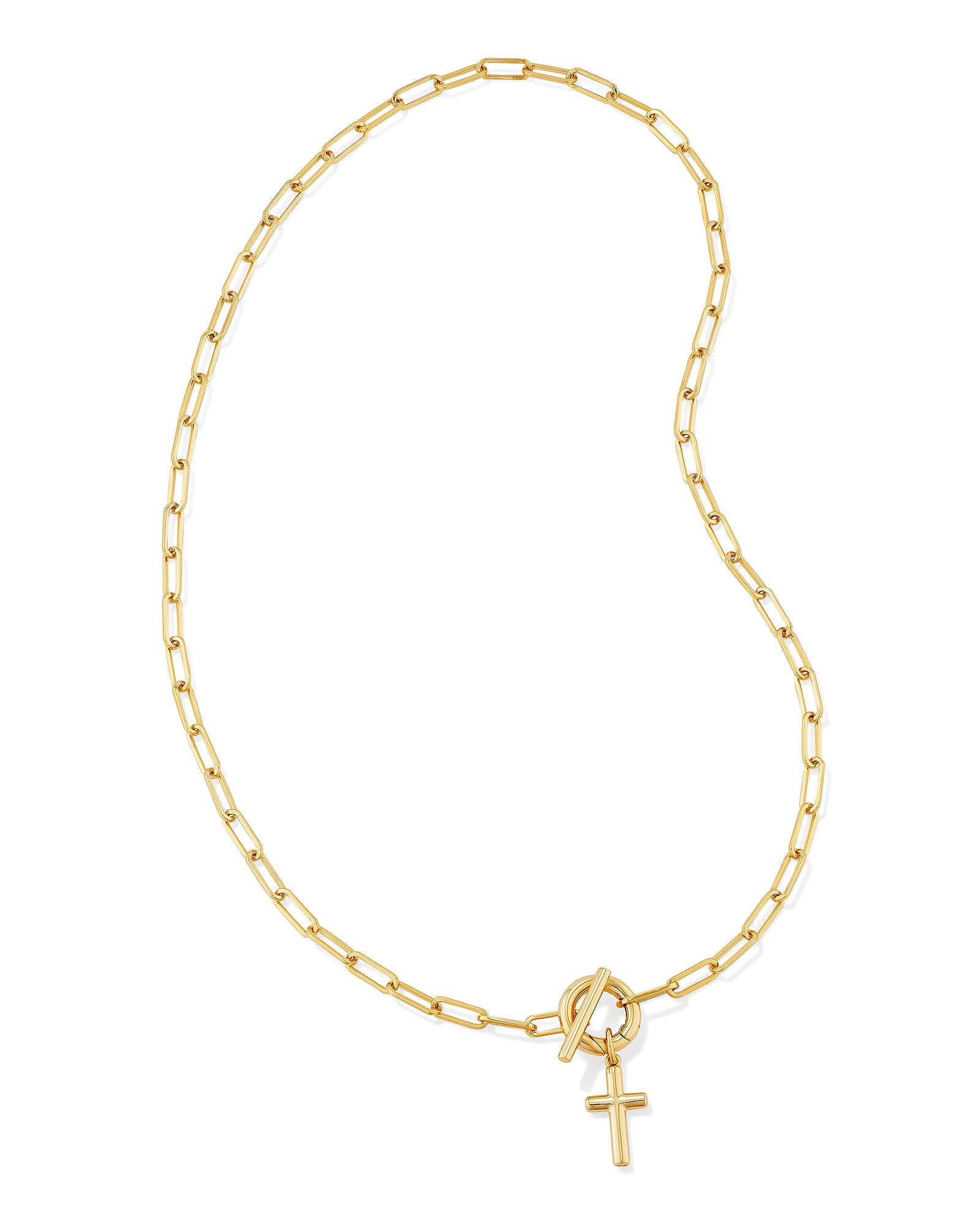 Cross Gold Link and Chain Necklace