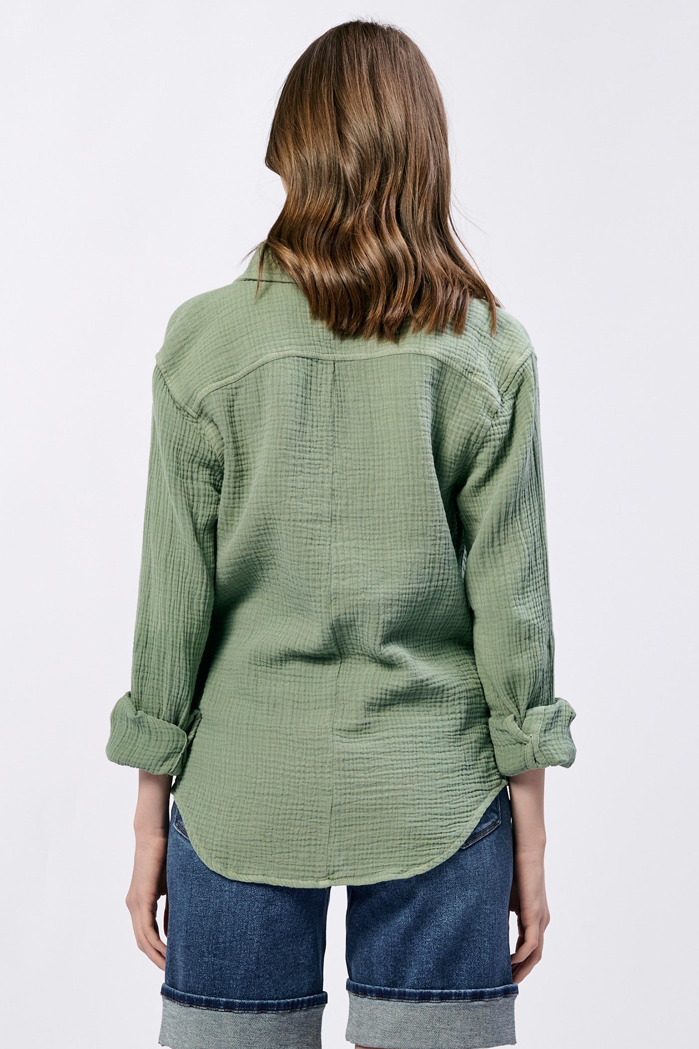 Sale Gaia Poplin Button Up Shirt Iceberg