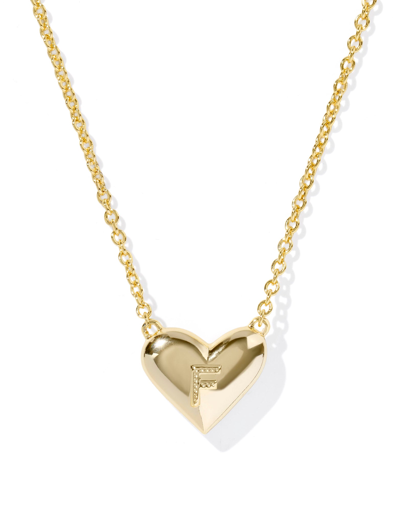 Heart Letter F Gold Ivory MOP Short Pendant Necklace