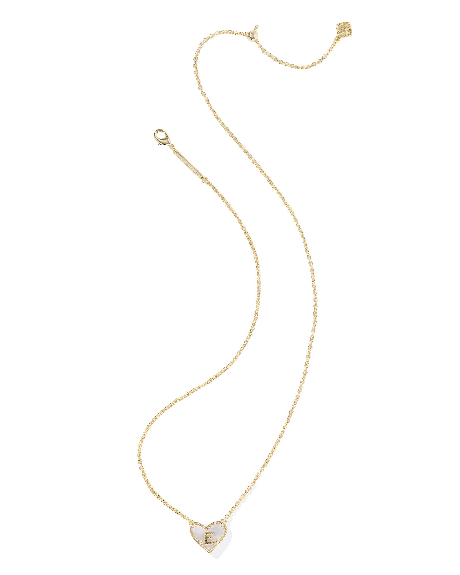 Heart Letter E Gold Ivory MOP Short Pendant Necklace