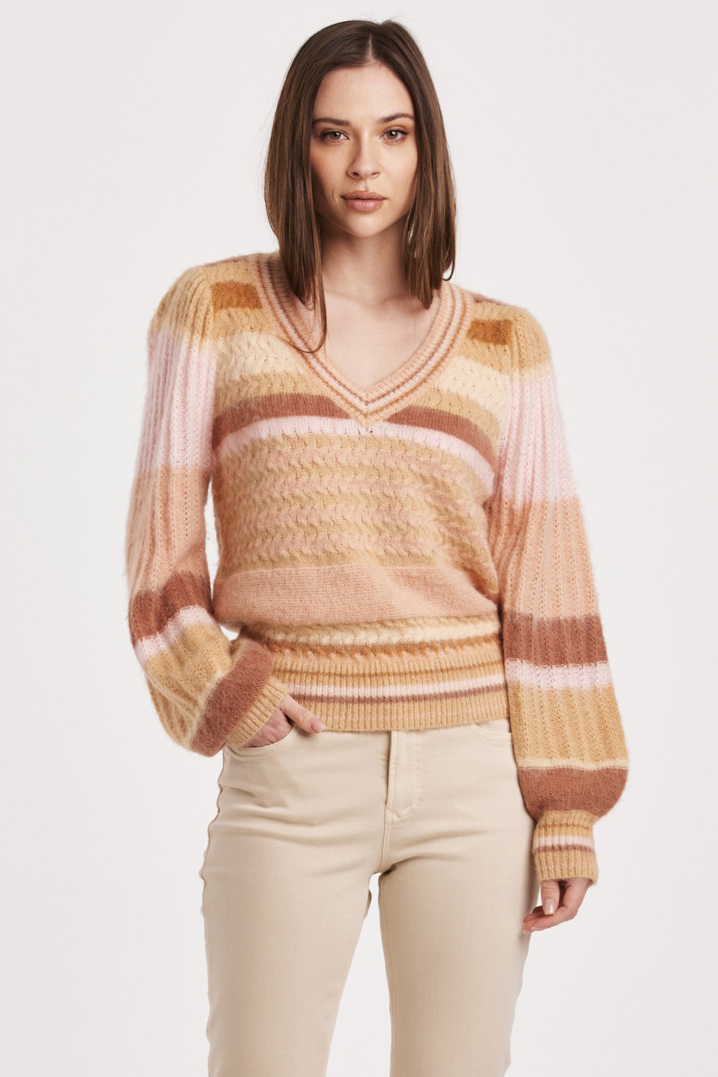 Final Sale Geneva Puff Sleeve Sweater Copper Rose