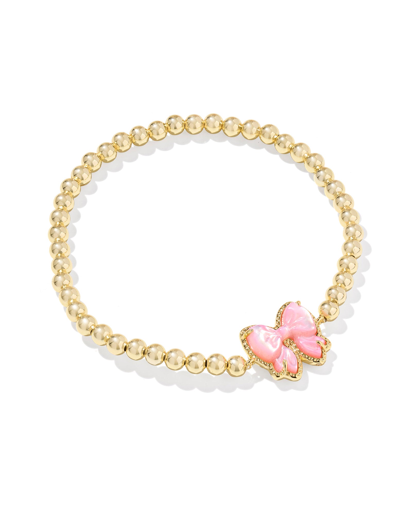 Haley Gold Bow Stretch Bracelet Blush Ivory MOP