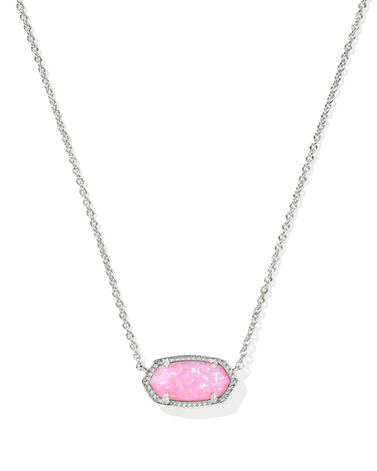 Elisa Silver Short Pendant Necklace Carnation Kyocera Opal