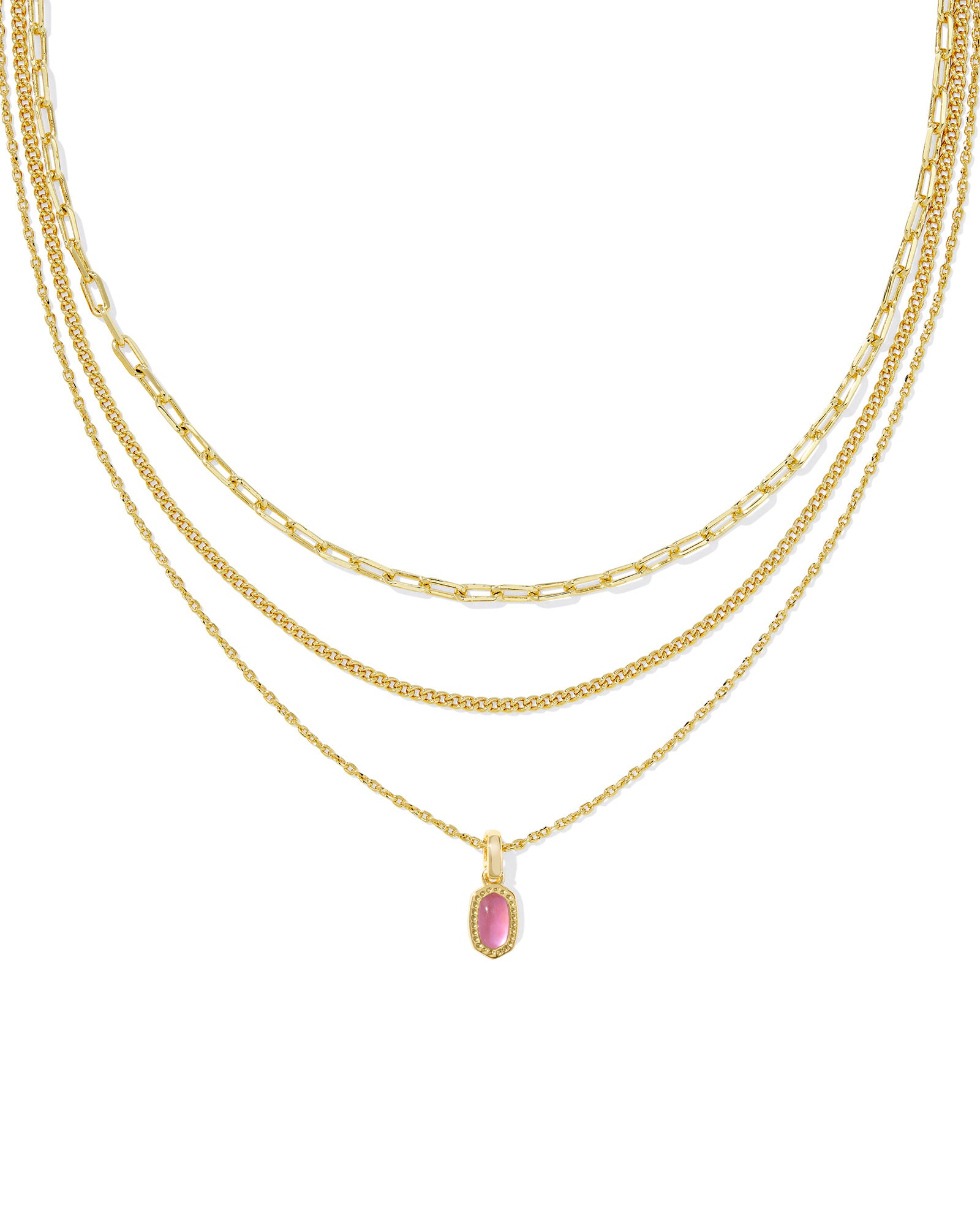 Mini Elisa Gold Triple Strand Necklace Azalea Illusion