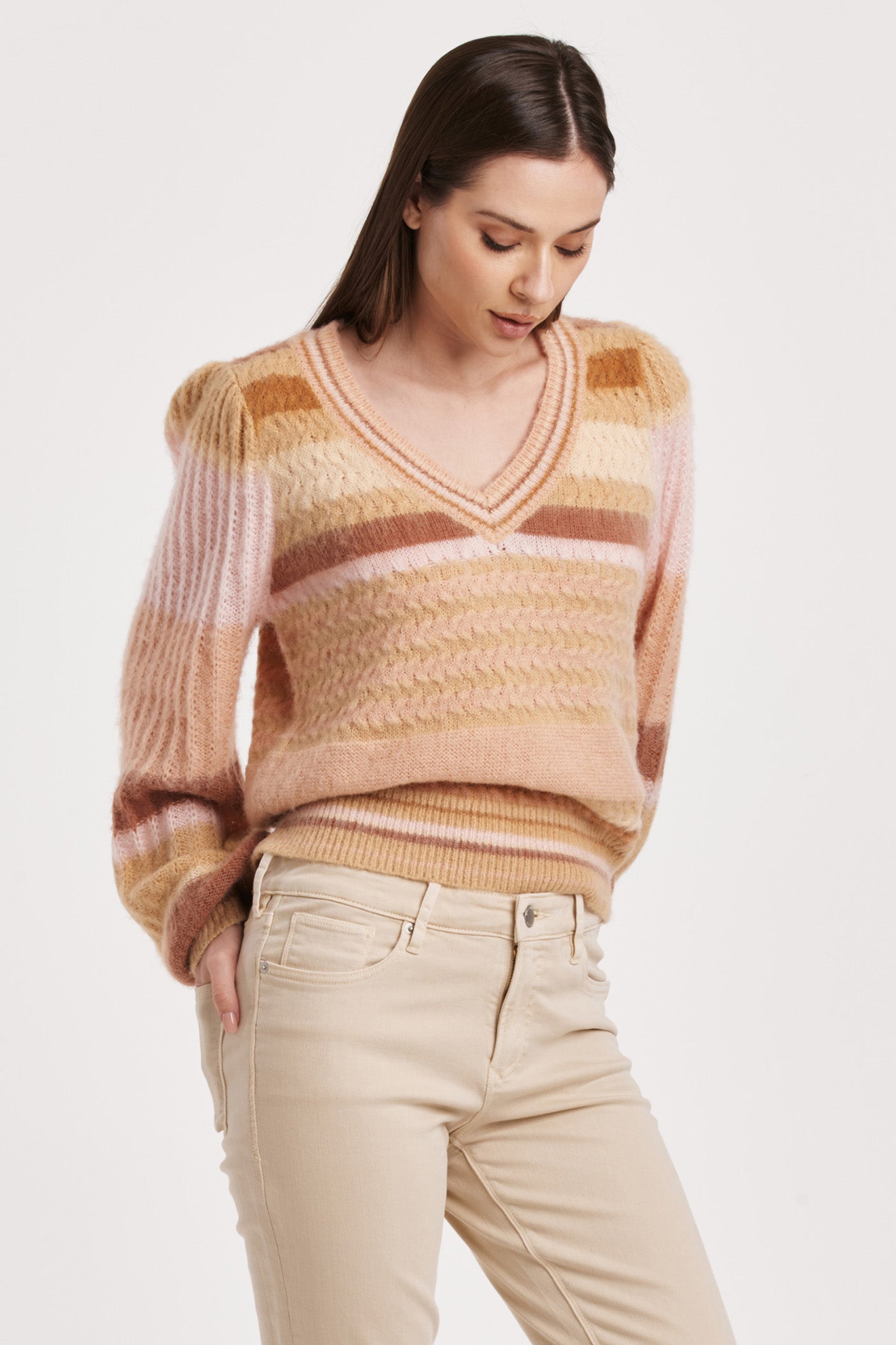 Final Sale Geneva Puff Sleeve Sweater Copper Rose
