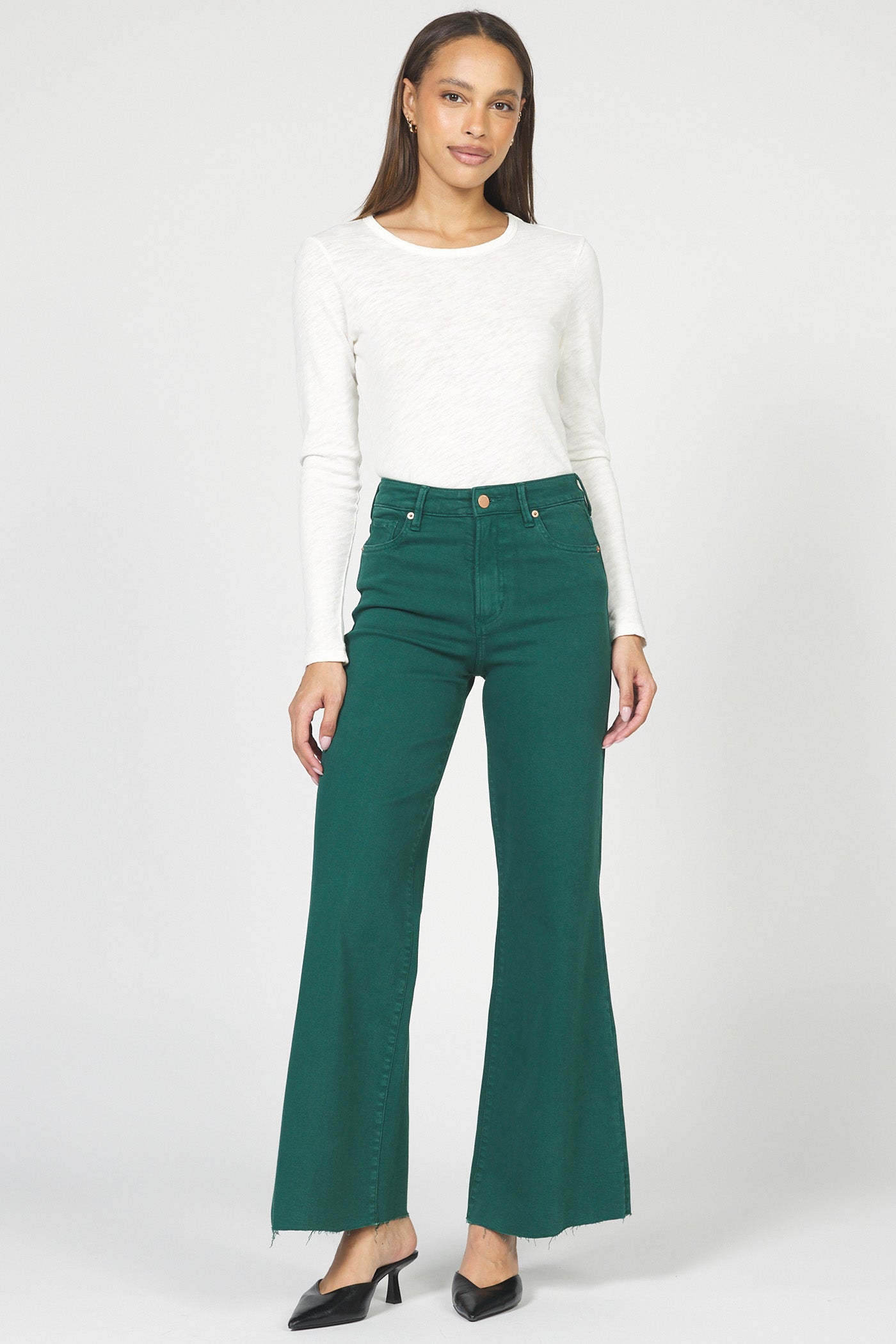 Fiona High Rise Wide Leg Jeans Rainforest
