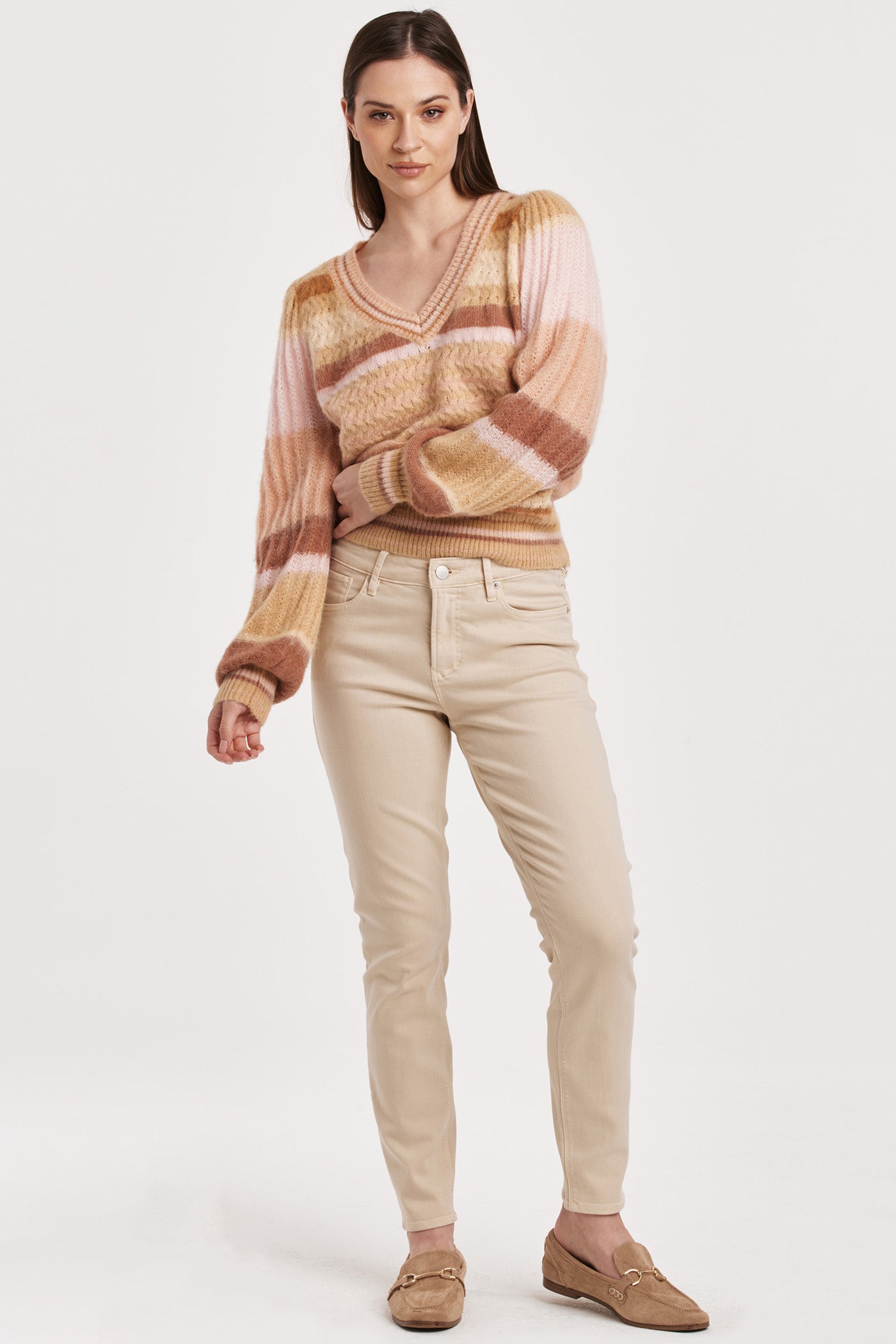 Final Sale Geneva Puff Sleeve Sweater Copper Rose