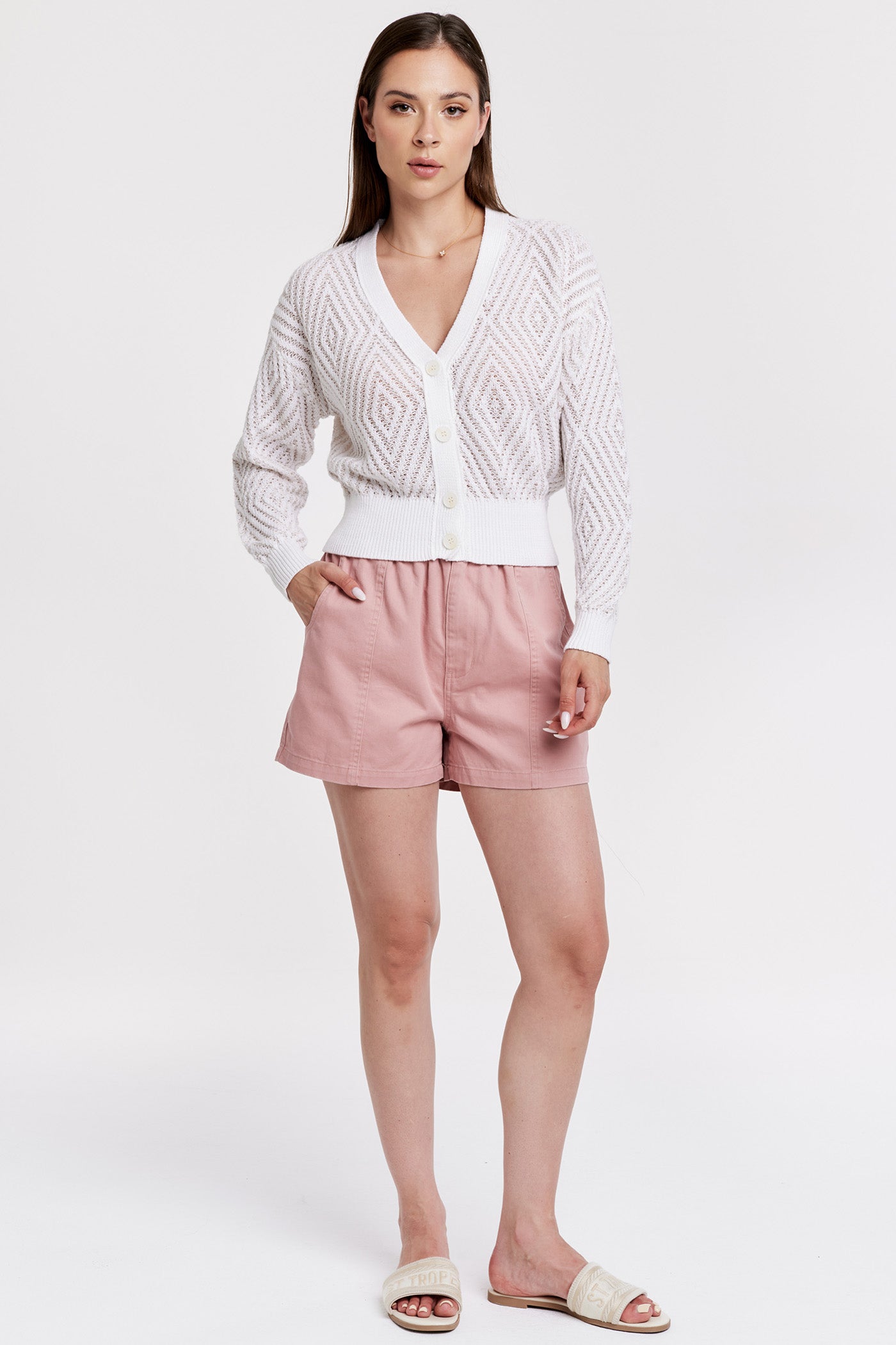 Sale Sylvie Diamond Pattern Crochet Cardigan