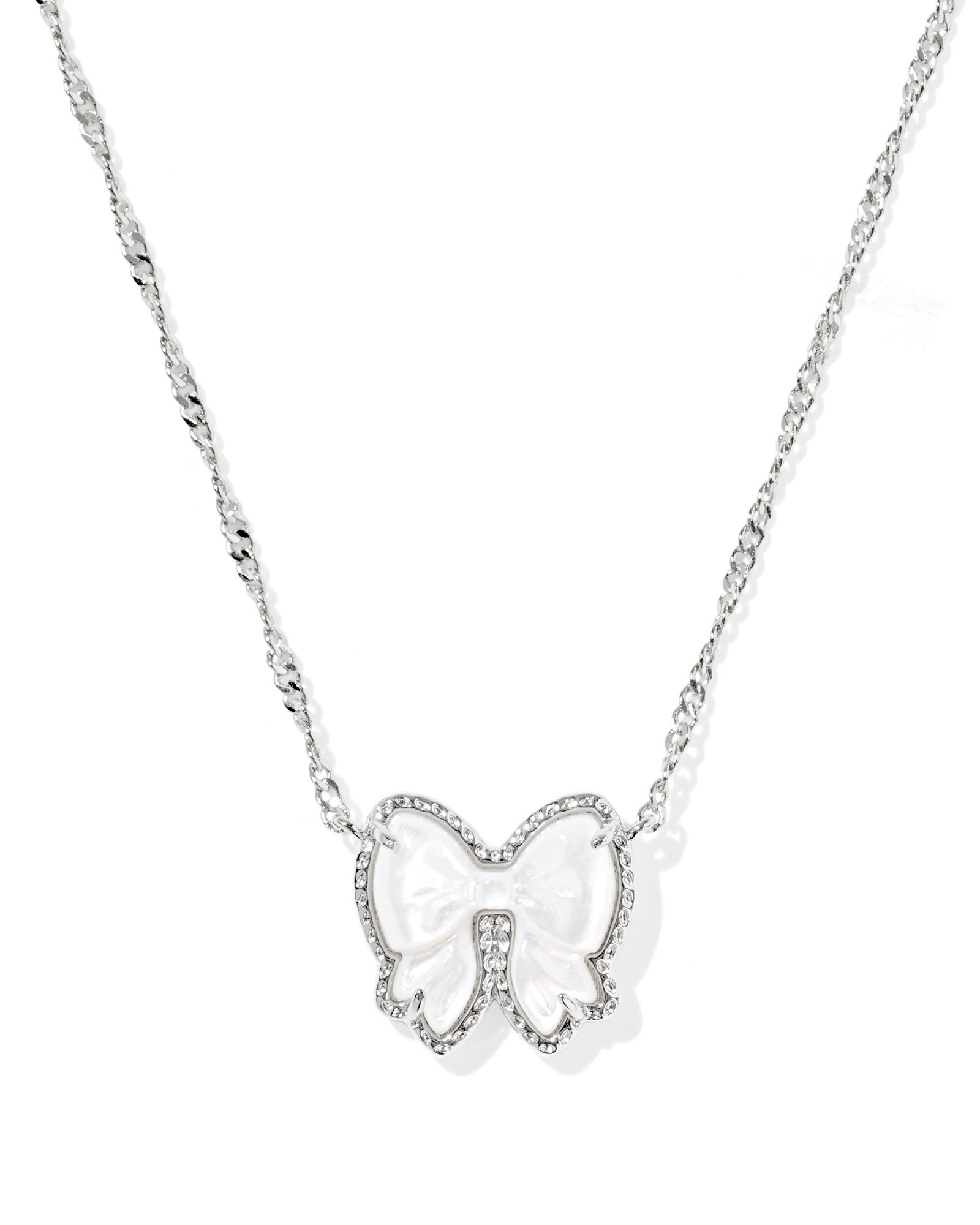 Haley Silver Bow Short Pendant Necklace