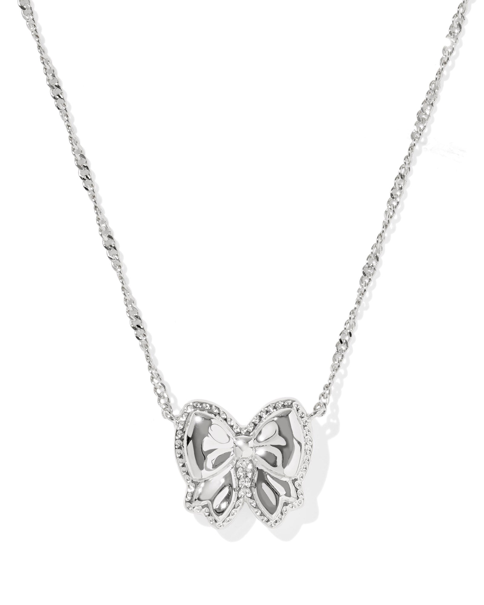 Haley Silver Bow Short Pendant Necklace
