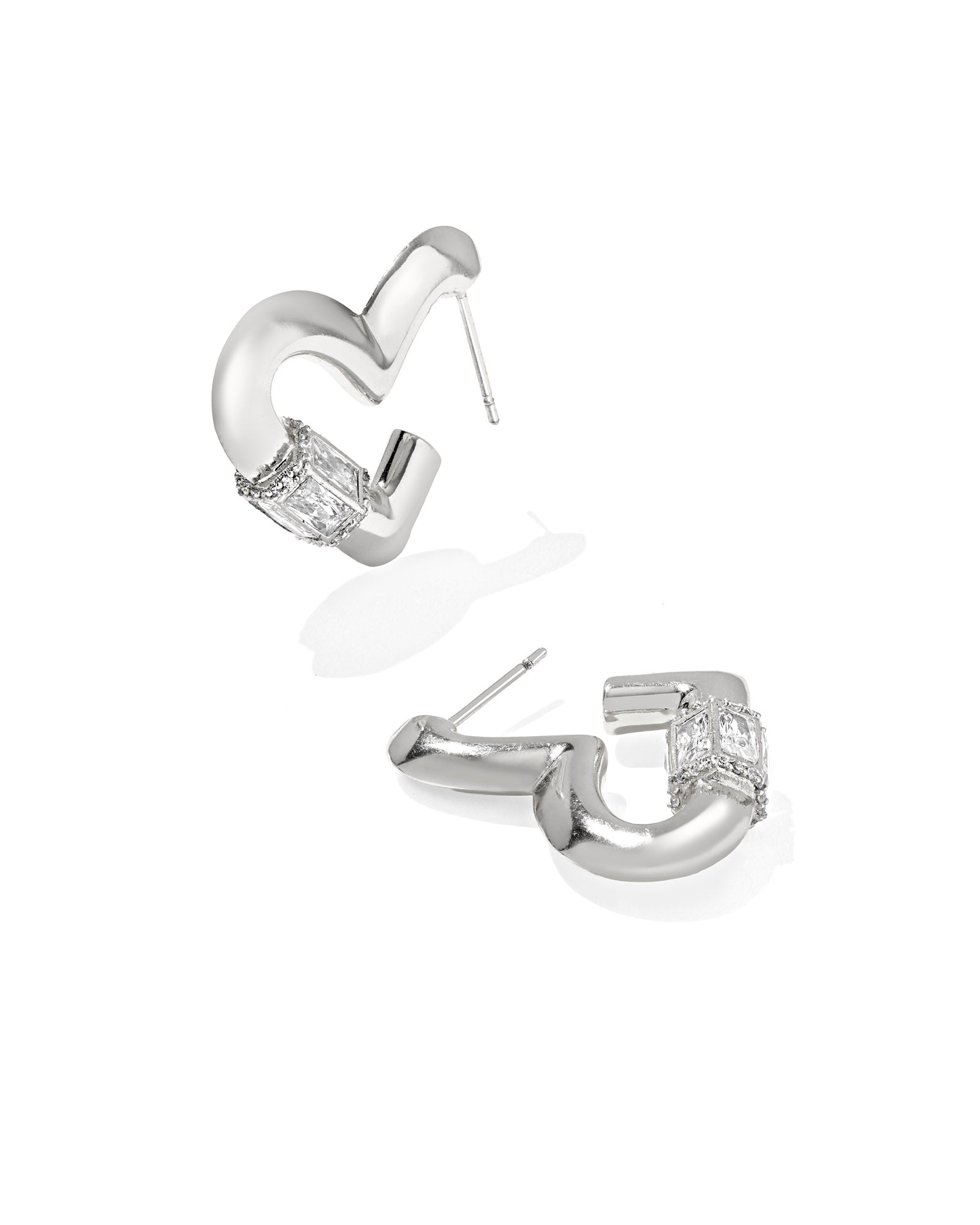Emery Heart Silver Hoop Earrings