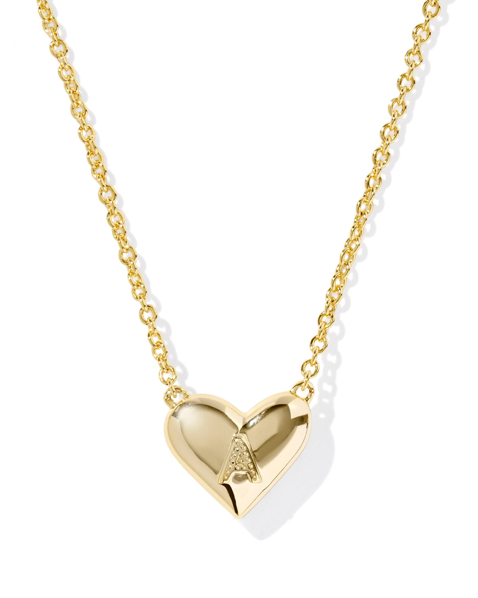 Heart Letter A Gold Ivory MOP Short Pendant Necklace