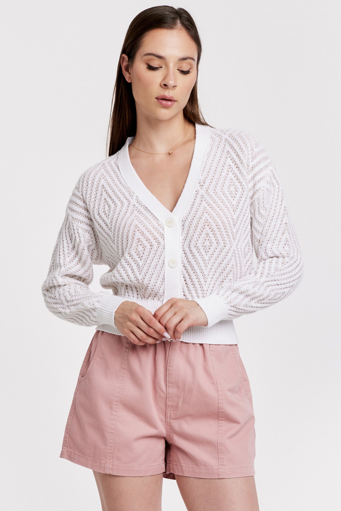 Sale Sylvie Diamond Pattern Crochet Cardigan