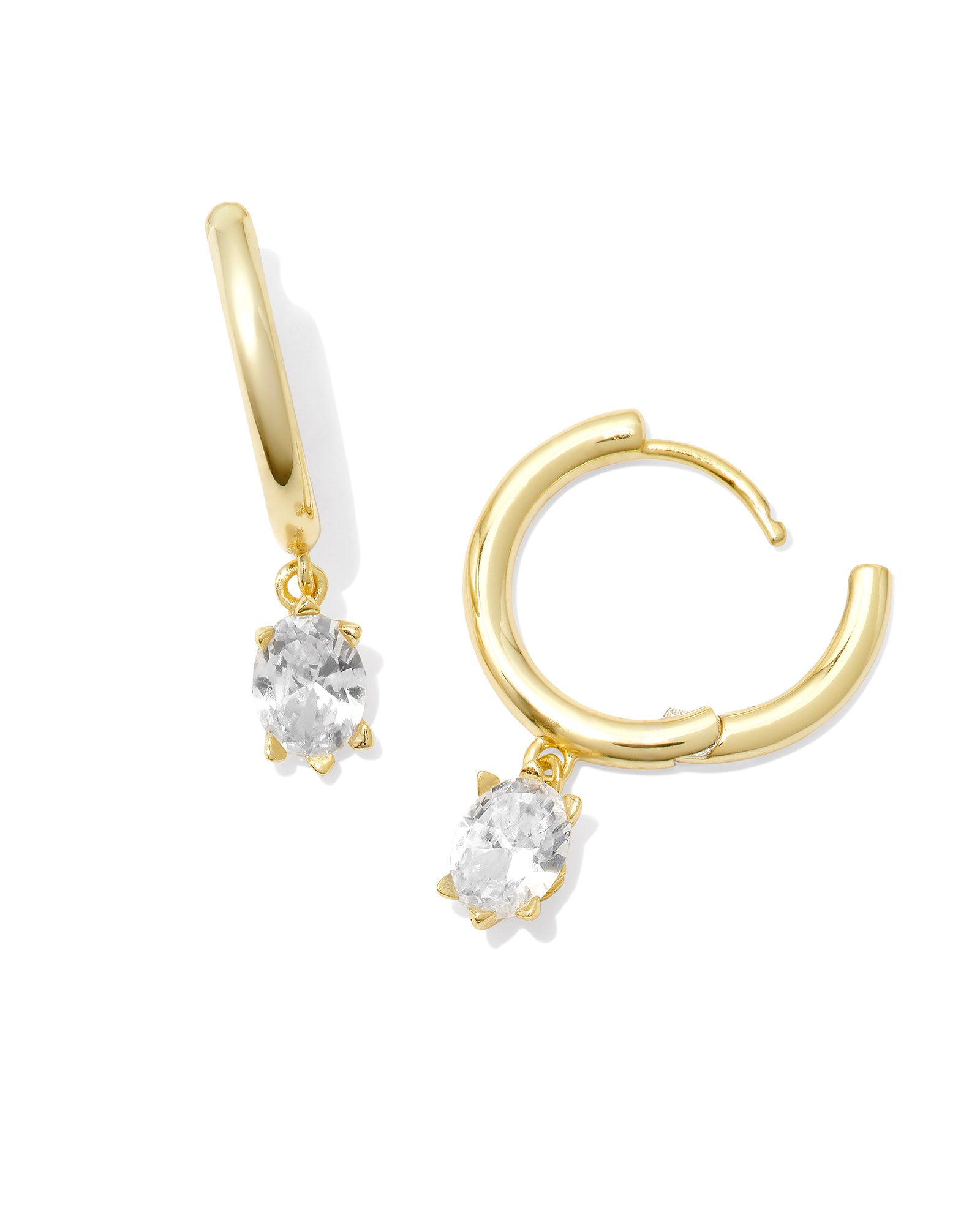 Cailin Single Stone Huggie Gold Earrings