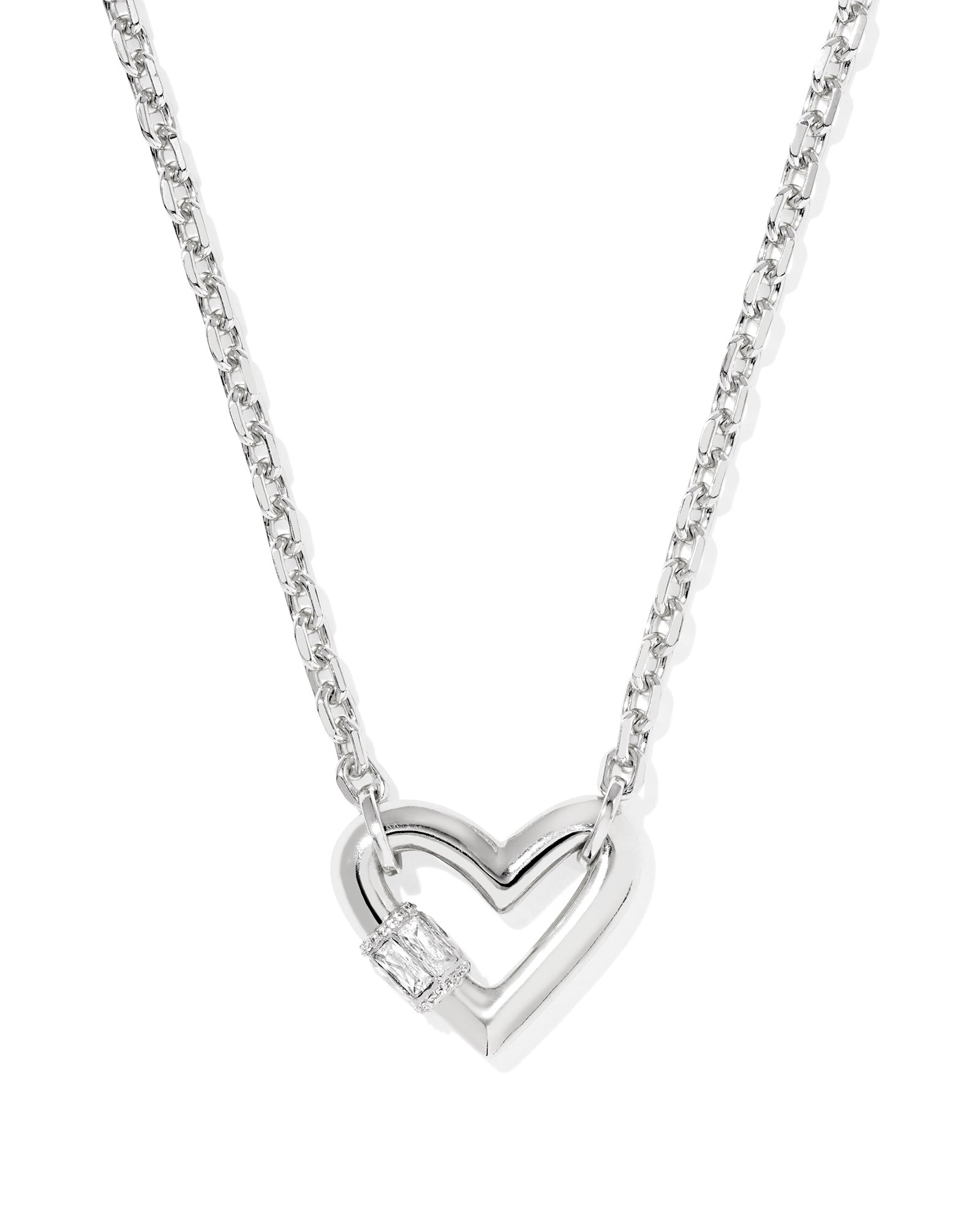 Emery Heart Silver Short Pendant Necklace