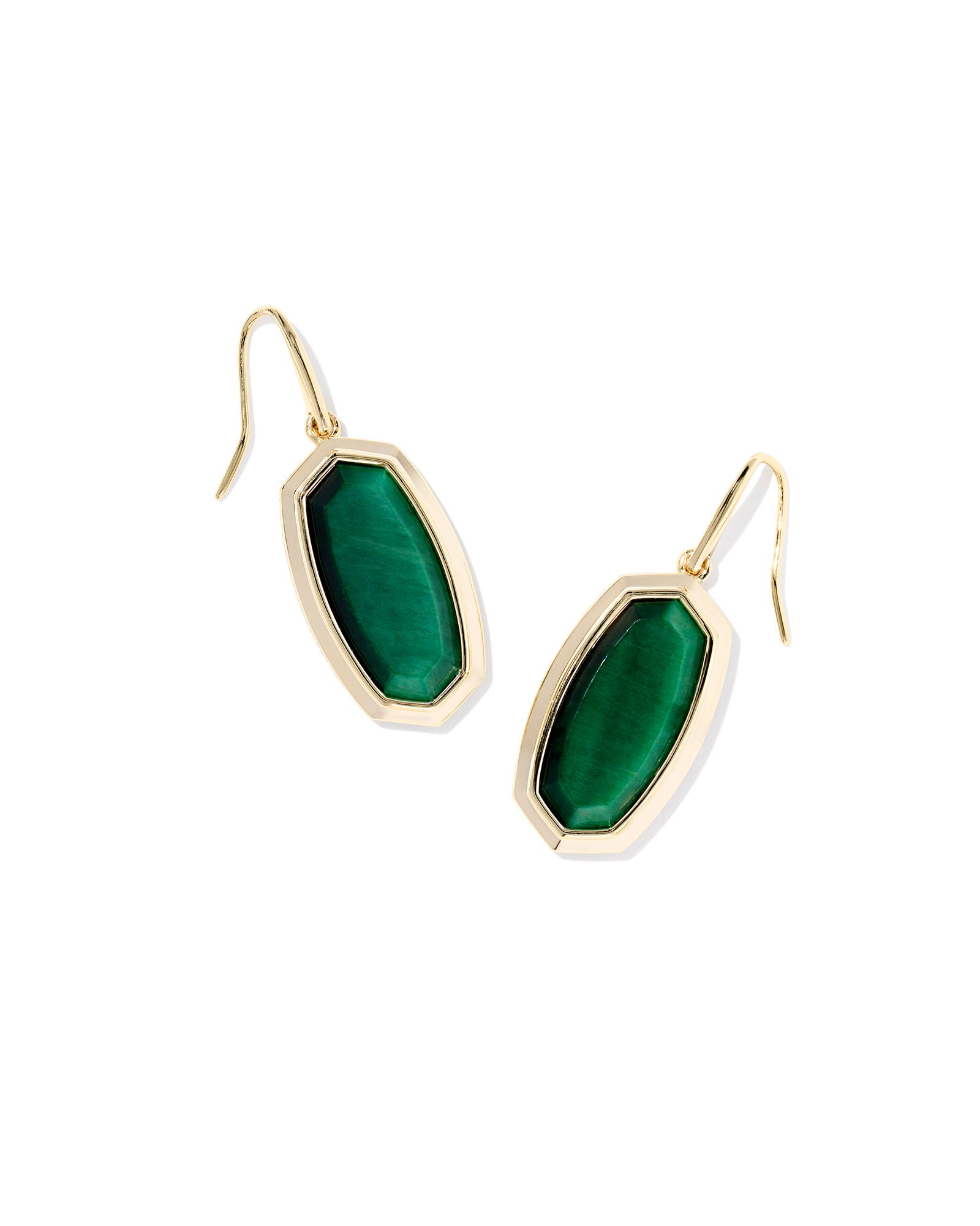 Sale Dani Bezel Gold Drop Earrings Green Tigers Eye