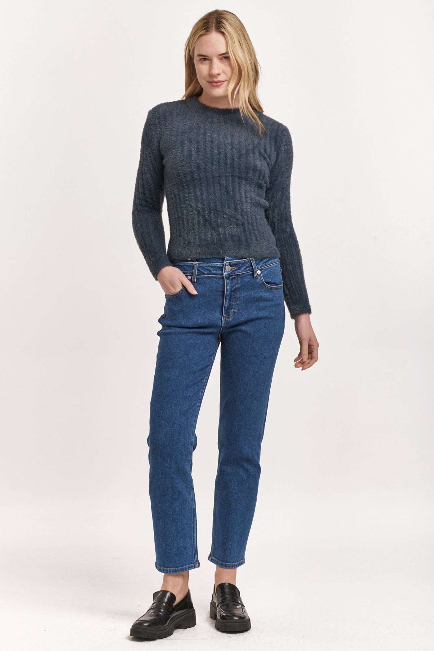 Final Sale Carrey Mid Neck Long Sleeve Sweater