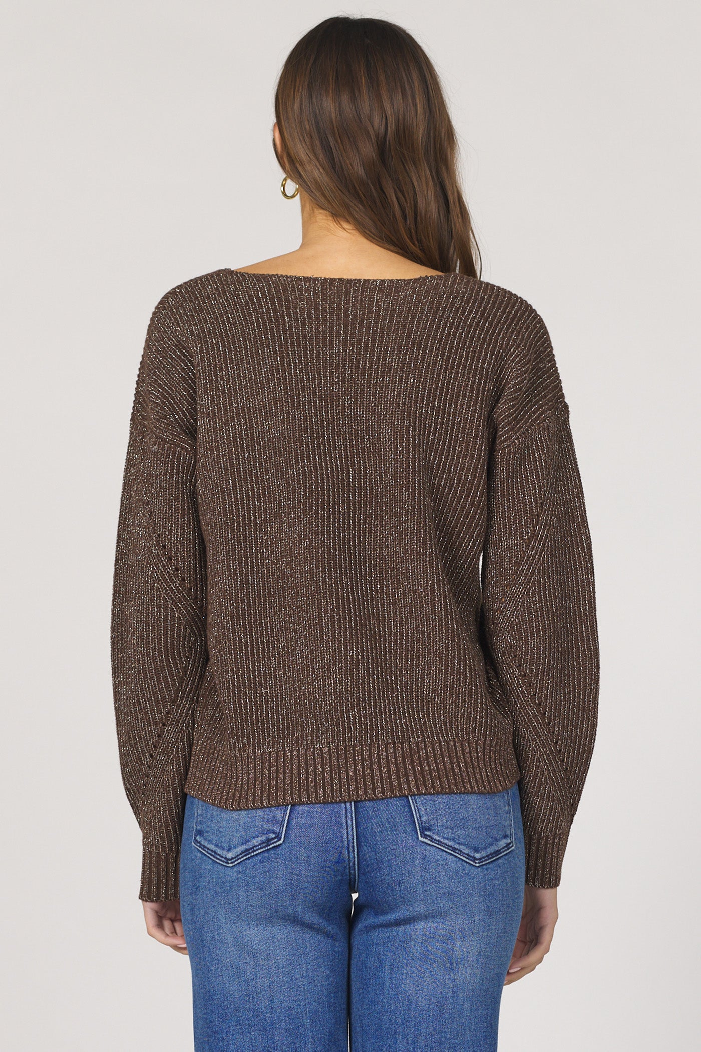 Sale Camilla Long Sleeve Sweater w/Lurex Cappuccino