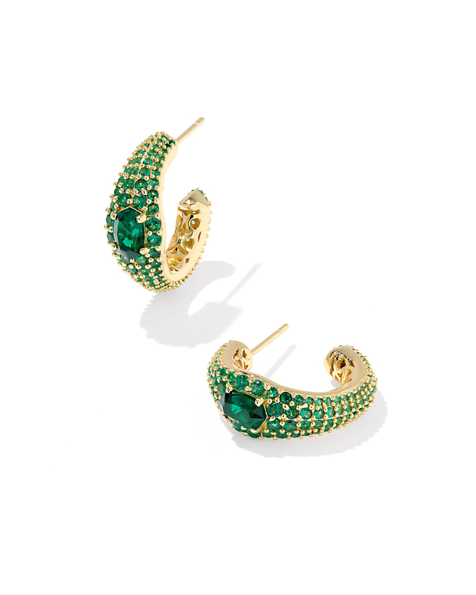 Sale Bella Gold Hoop Earring Dark Green Crystal