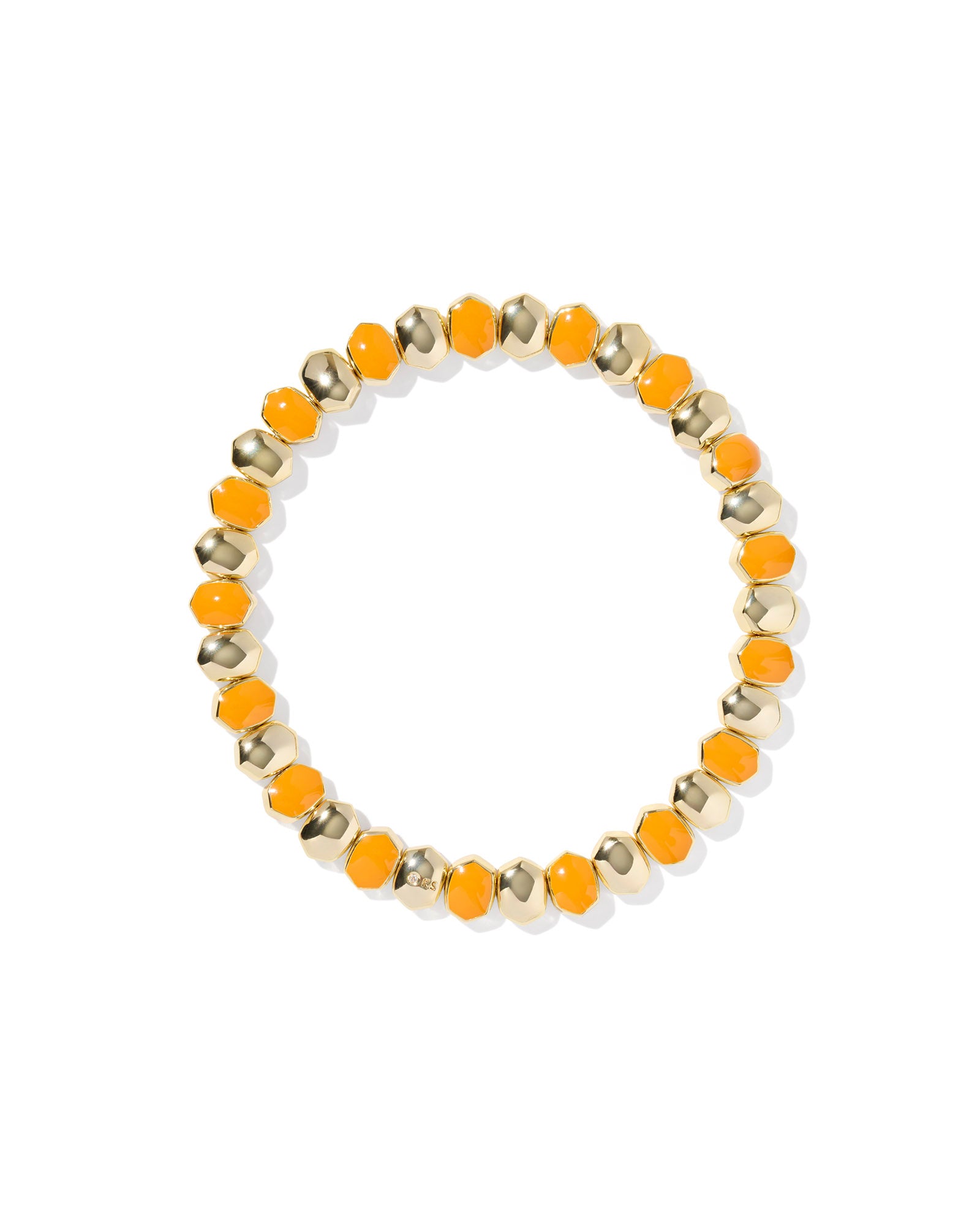 Daphne Enamel Gold Stretch Bracelet Bright Orange