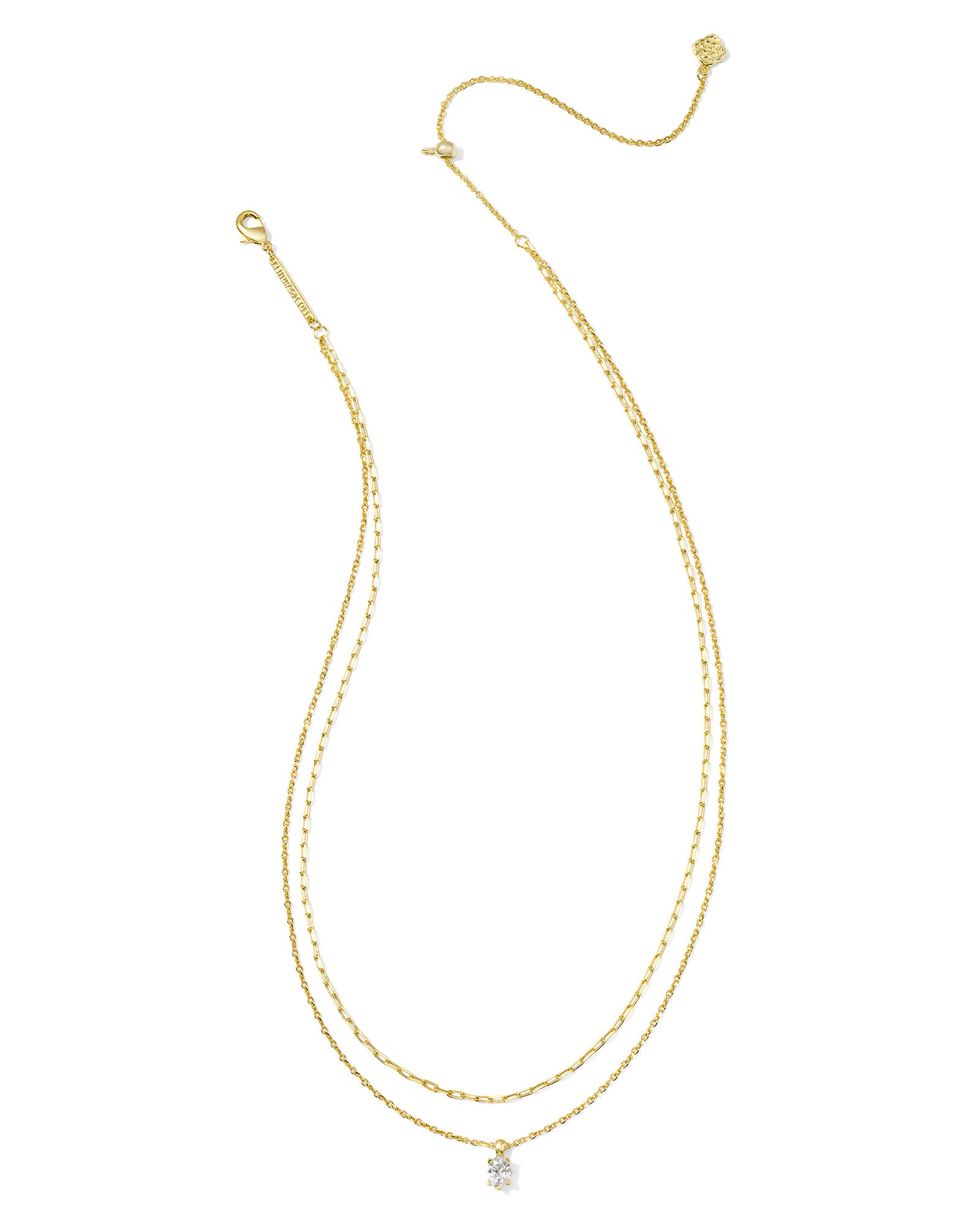 Cailin Multi Strand White Crystal Pendant Necklace Gold or Silver