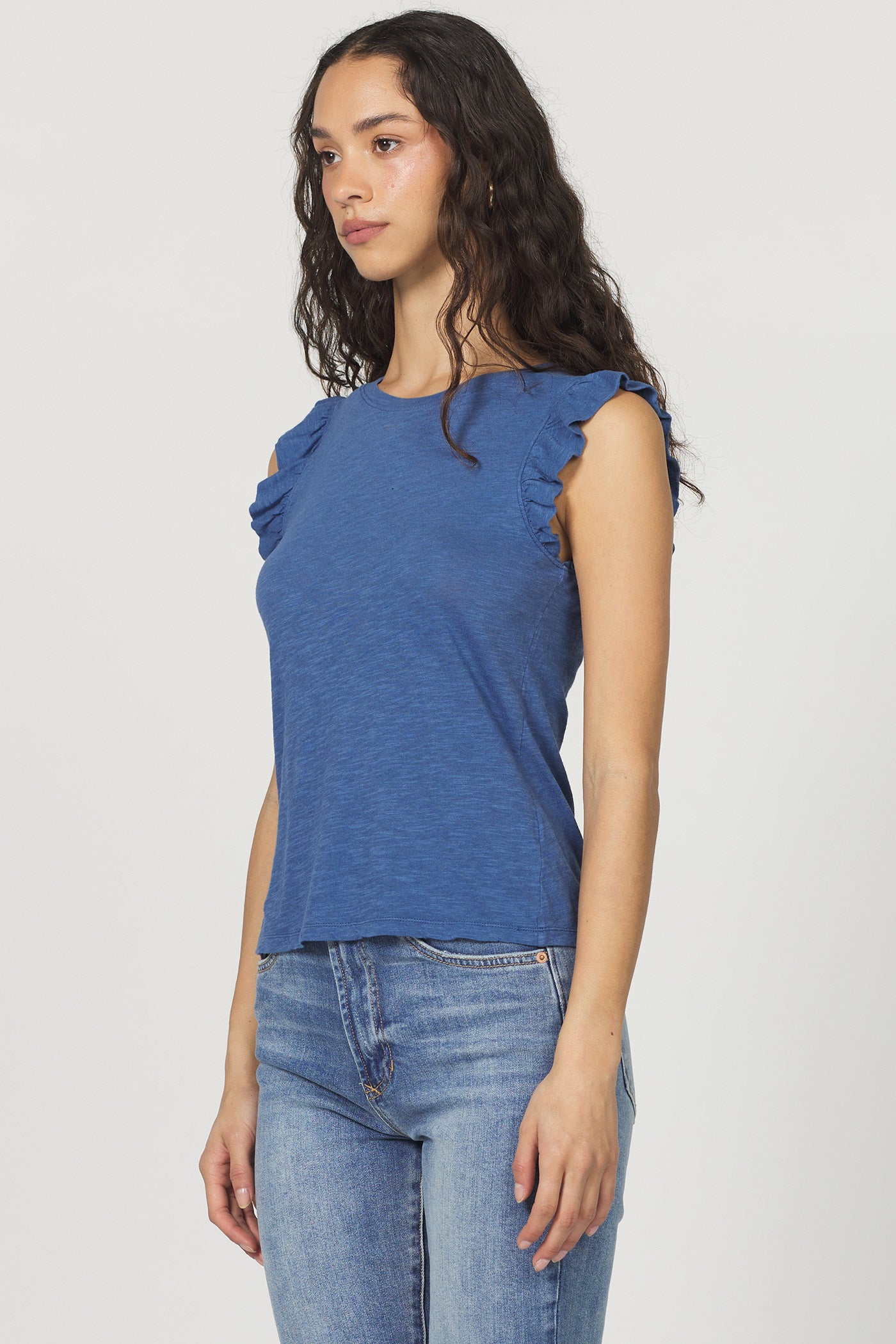 Sale North Ruffle Trimmed Top Galaxy Blue