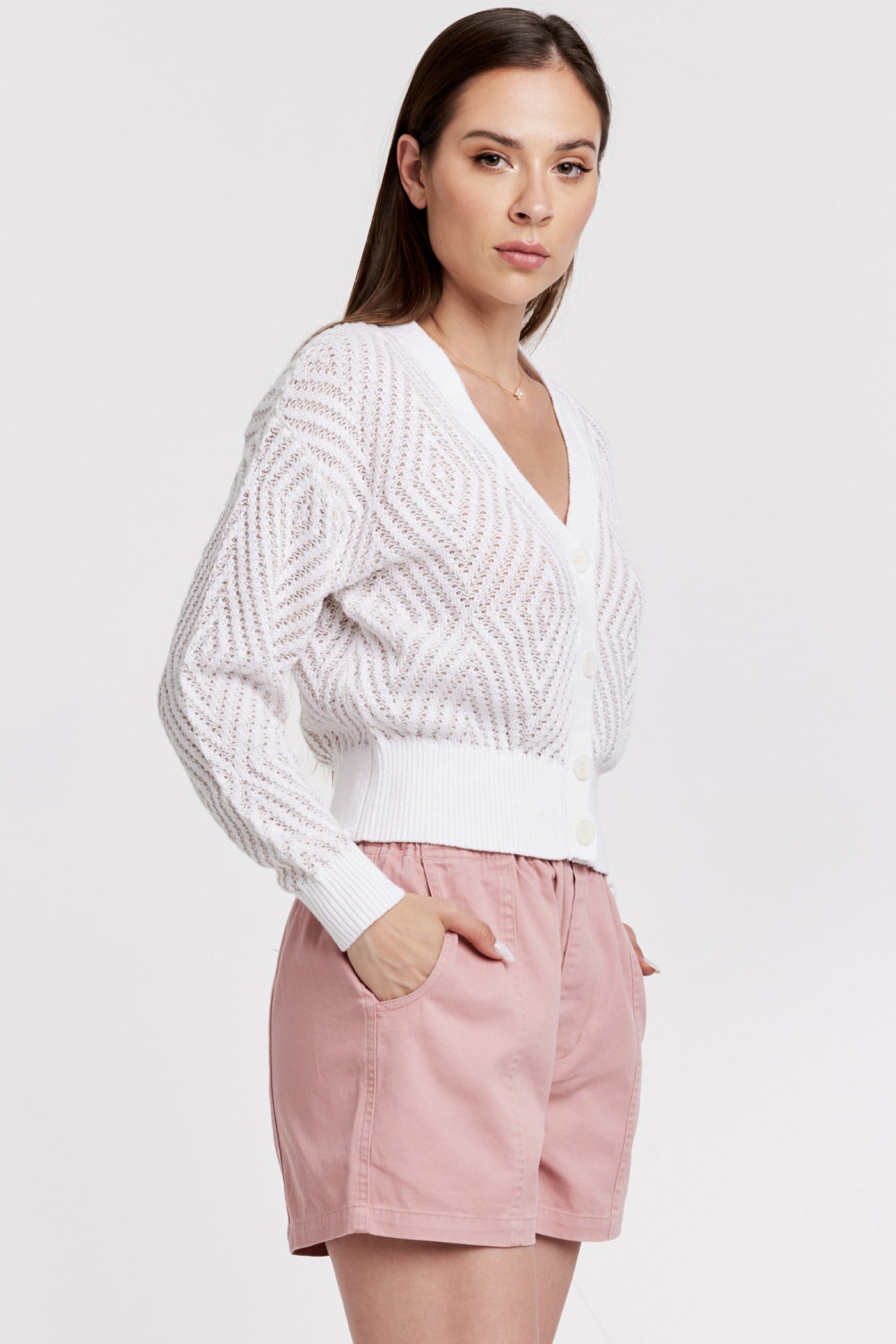 Sale Sylvie Diamond Pattern Crochet Cardigan