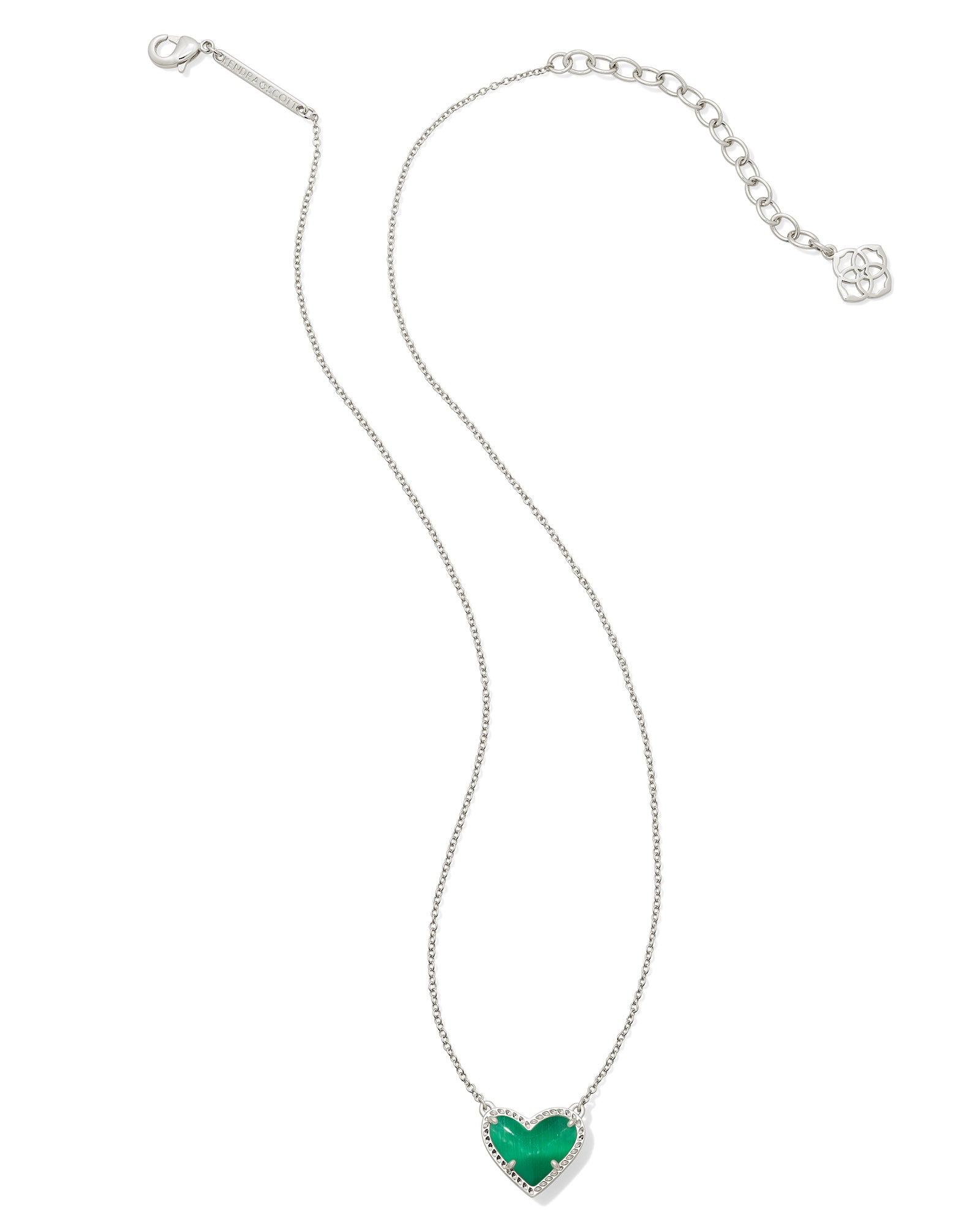 Ari Heart Silver Pendant Emerald Cat's Eye